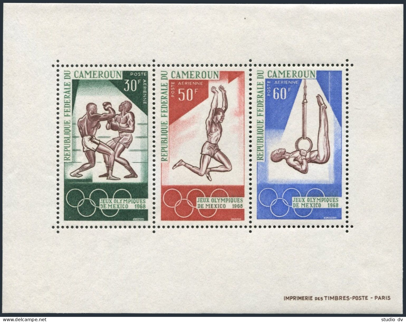 Cameroun C107-C109,C109a,MNH. Mi 552-554,Bl.4. Olympics Mexico-1968.Boxing,Jump, - Camerun (1960-...)