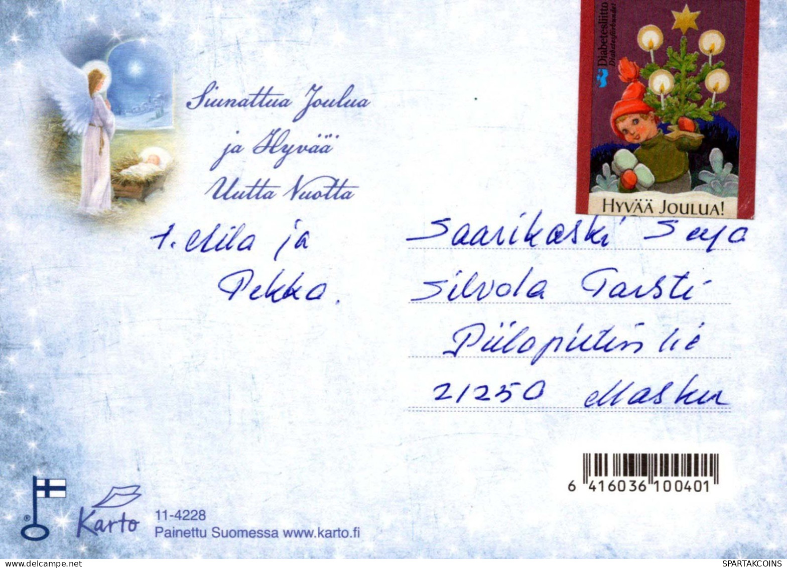 ANGE Noël Bébé JÉSUS Vintage Carte Postale CPSM #PBP440.A - Angels