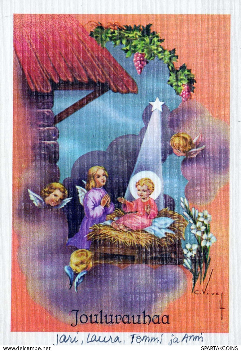 ÁNGEL Navidad Niño JESÚS Vintage Tarjeta Postal CPSM #PBP288.A - Angels