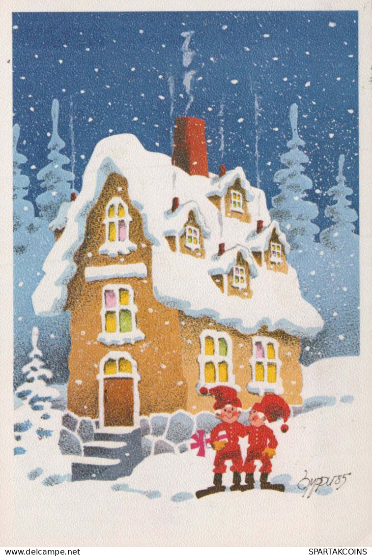 SANTA CLAUS Happy New Year Christmas GNOME Vintage Postcard CPSM #PBL648.A - Santa Claus