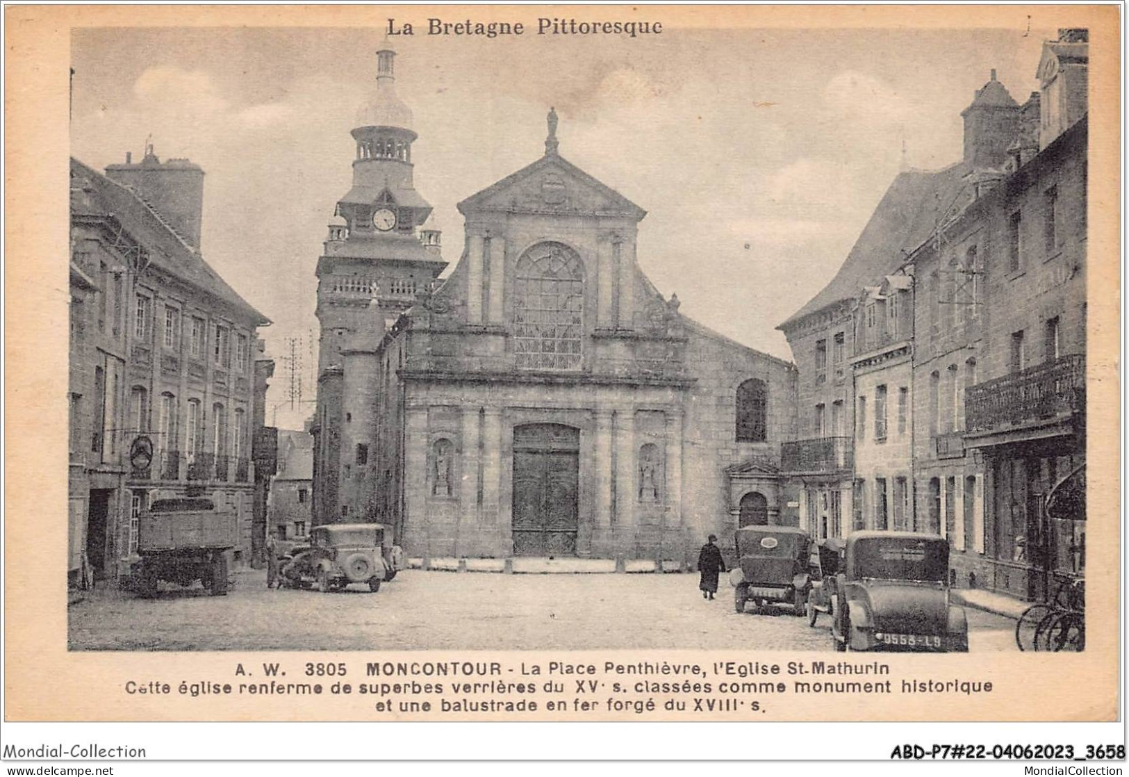 ABDP7-22-0576 - MONCONTOUR - La Place Penthievre - L'Eglise St Mathurin - Moncontour