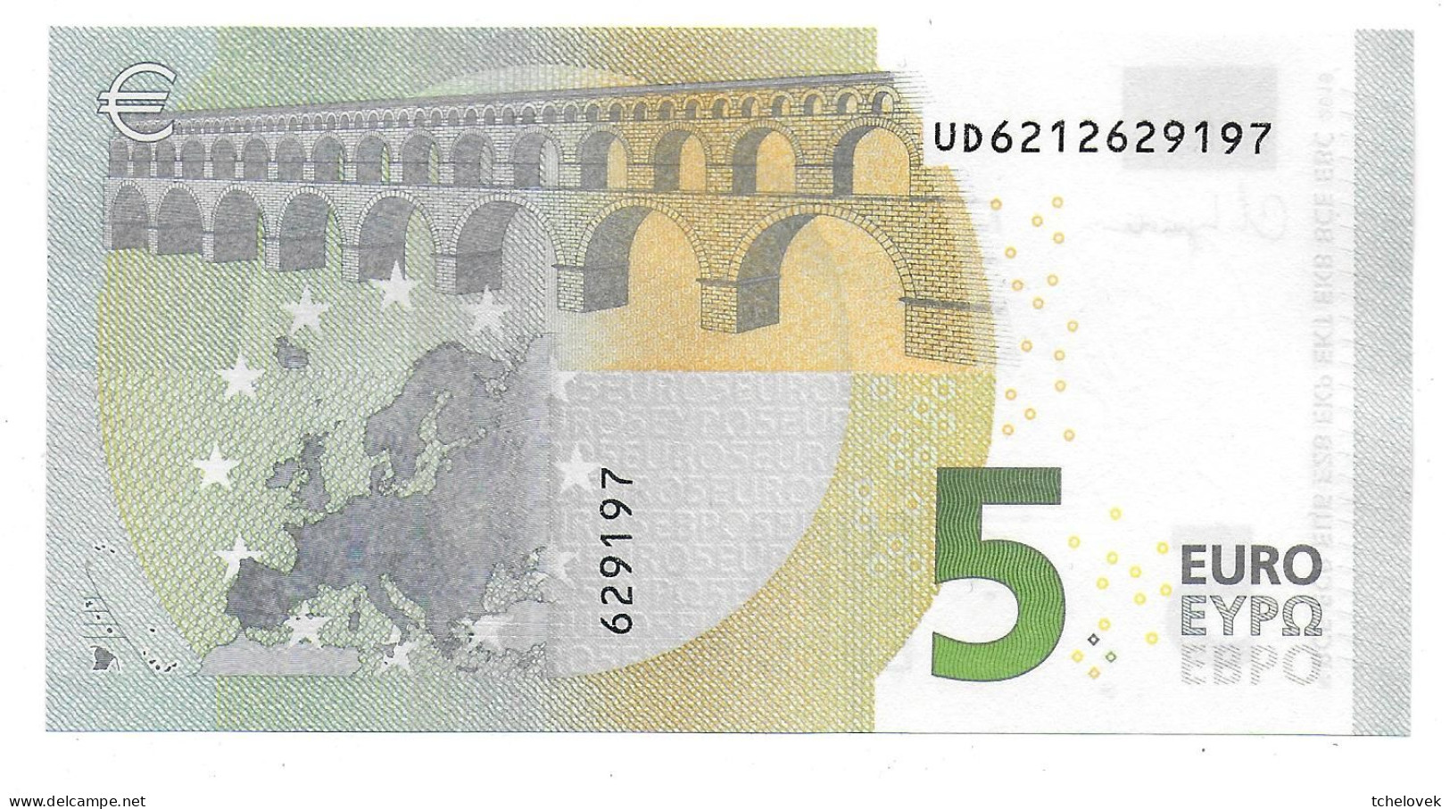 (Billets). 5 Euros 2013 Serie UD, U011G4 Signature 4 Ch. Lagarde N° UD 6212629197 UNC - 5 Euro