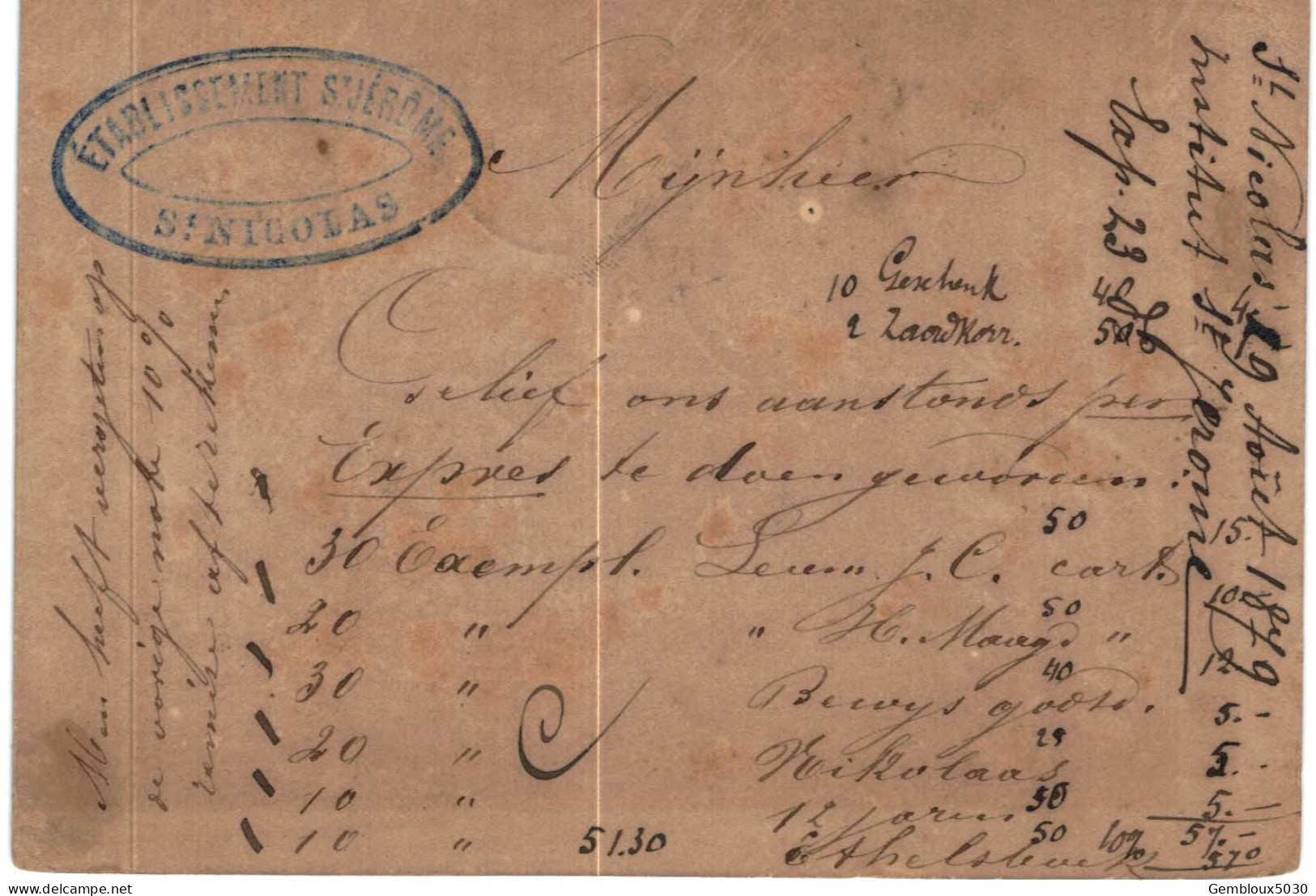 Carte-correspondance N° 28 écrite De St Nicolas Vers Malines - Letter-Cards