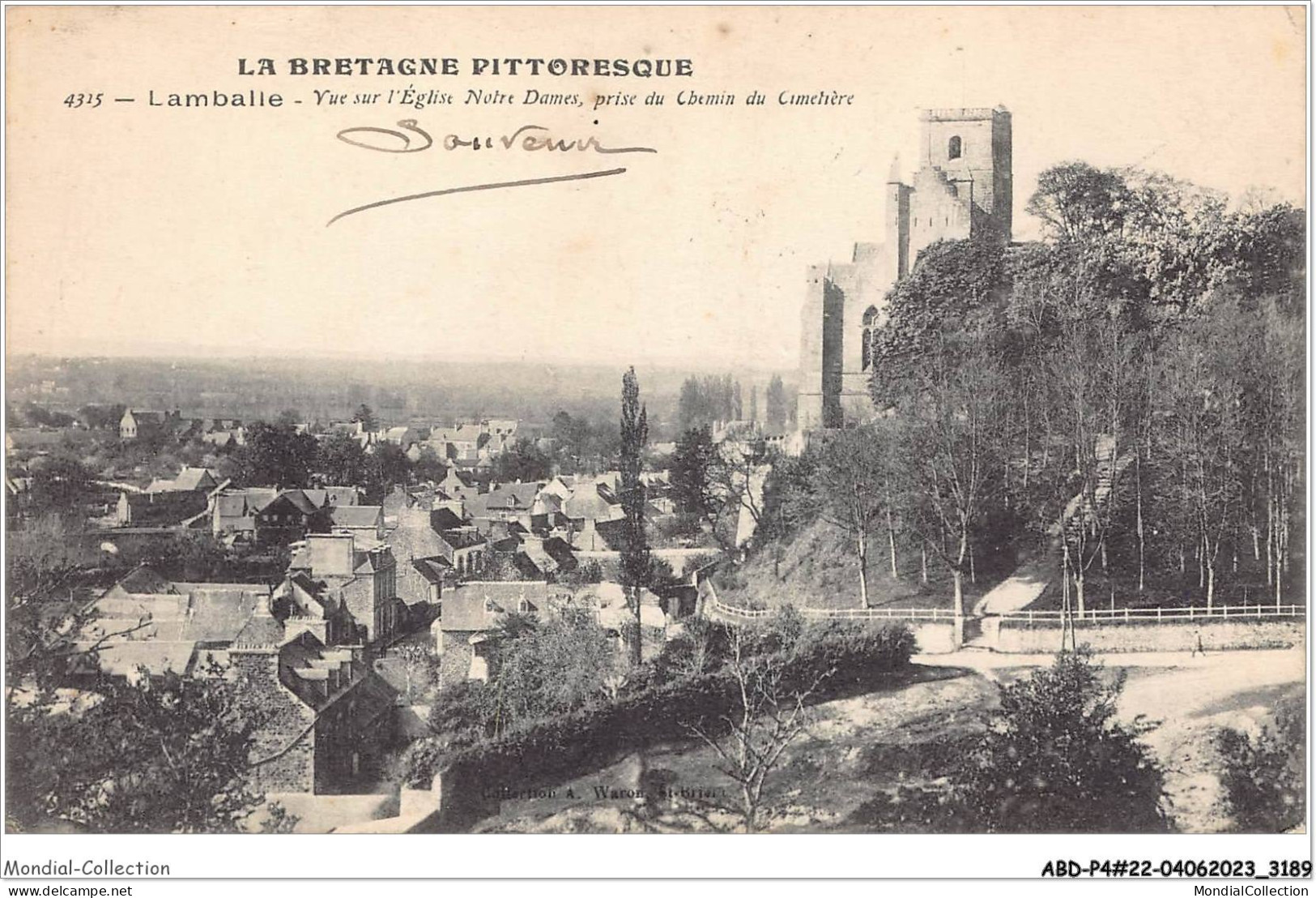 ABDP4-22-0342 - LAMBALLE - Vue Sur L'Eglise Notre Dame Prise Du Chemin Du Cimetiere - Lamballe