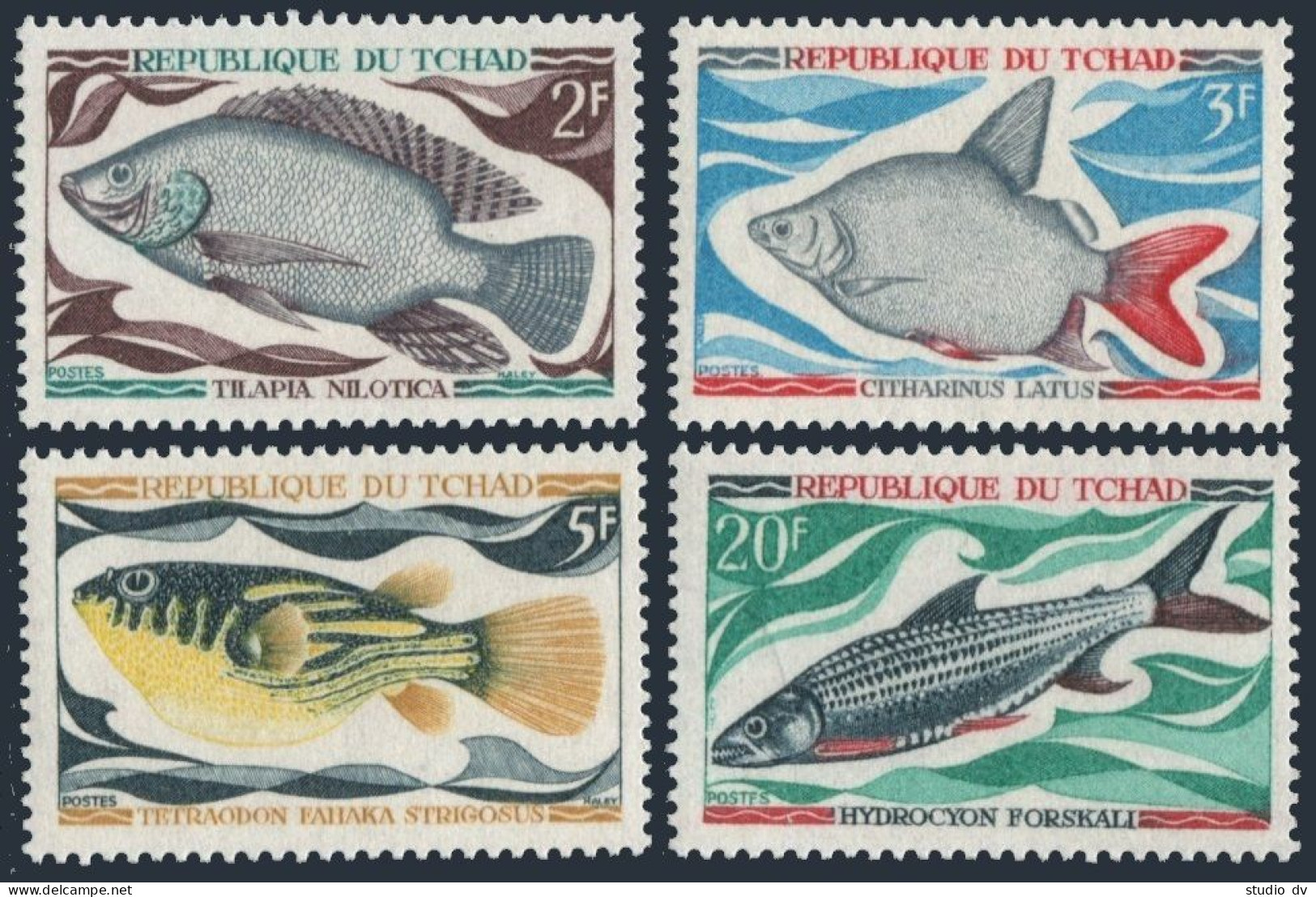 Chad 218-221, Hinged. Mi 282-285. Fish 1969. Tilapia Nilotica, Citharinus Latus, - Chad (1960-...)