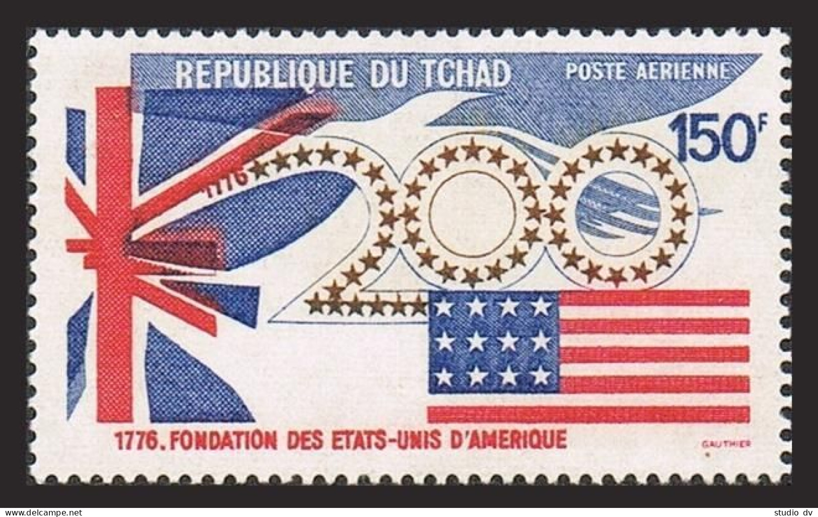Chad C173, Hinged. Michel 724. American Bicentennial, 1976. Flag. - Chad (1960-...)