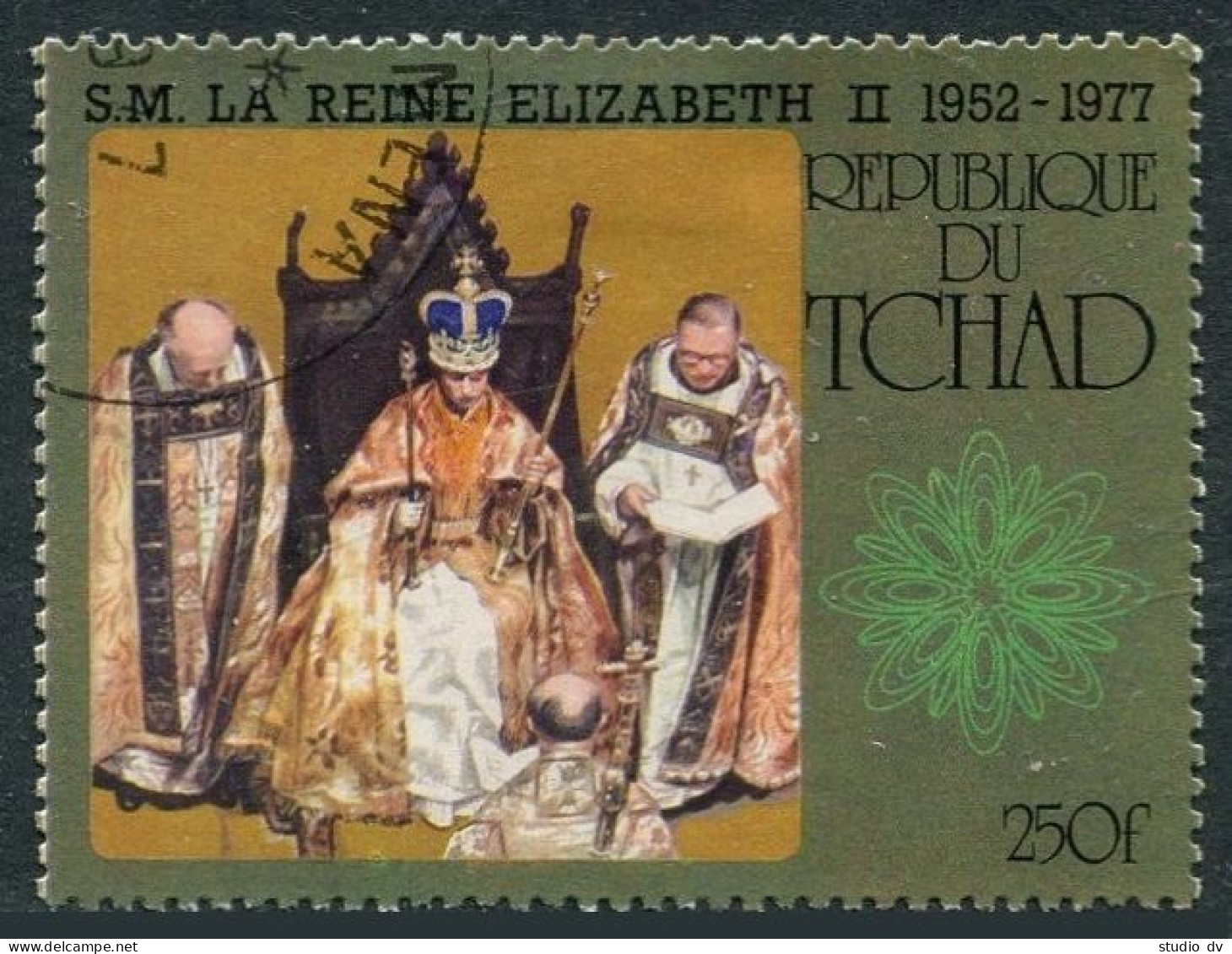 Chad 328,329 Sheet,CTO.Mi 782,Bl.69. Reign Of Queen Elizabeth II, 25th Ann.1977. - Chad (1960-...)