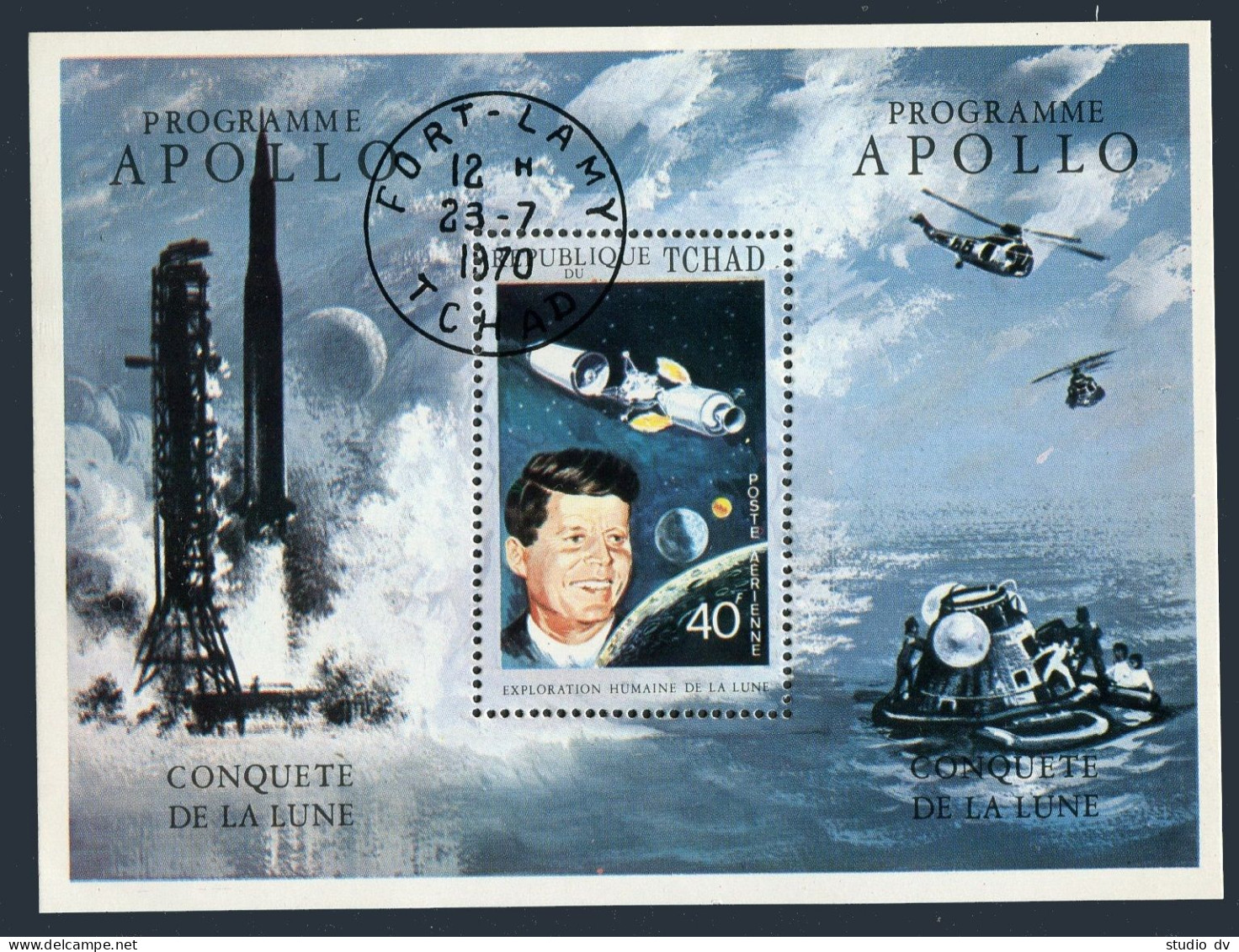 Chad 231A/E Deluxe, 231E, CTO. Space 1070. John F. Kennedy, Spacecraft. - Chad (1960-...)