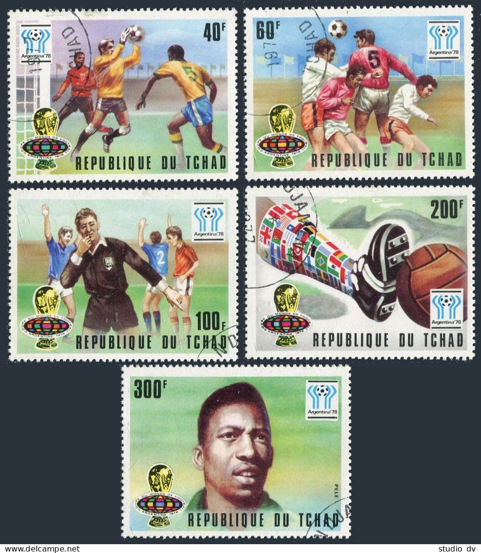 Chad 341-345,CTO.Michel 811-815. World Soccer Cup Argentina-1978. - Chad (1960-...)