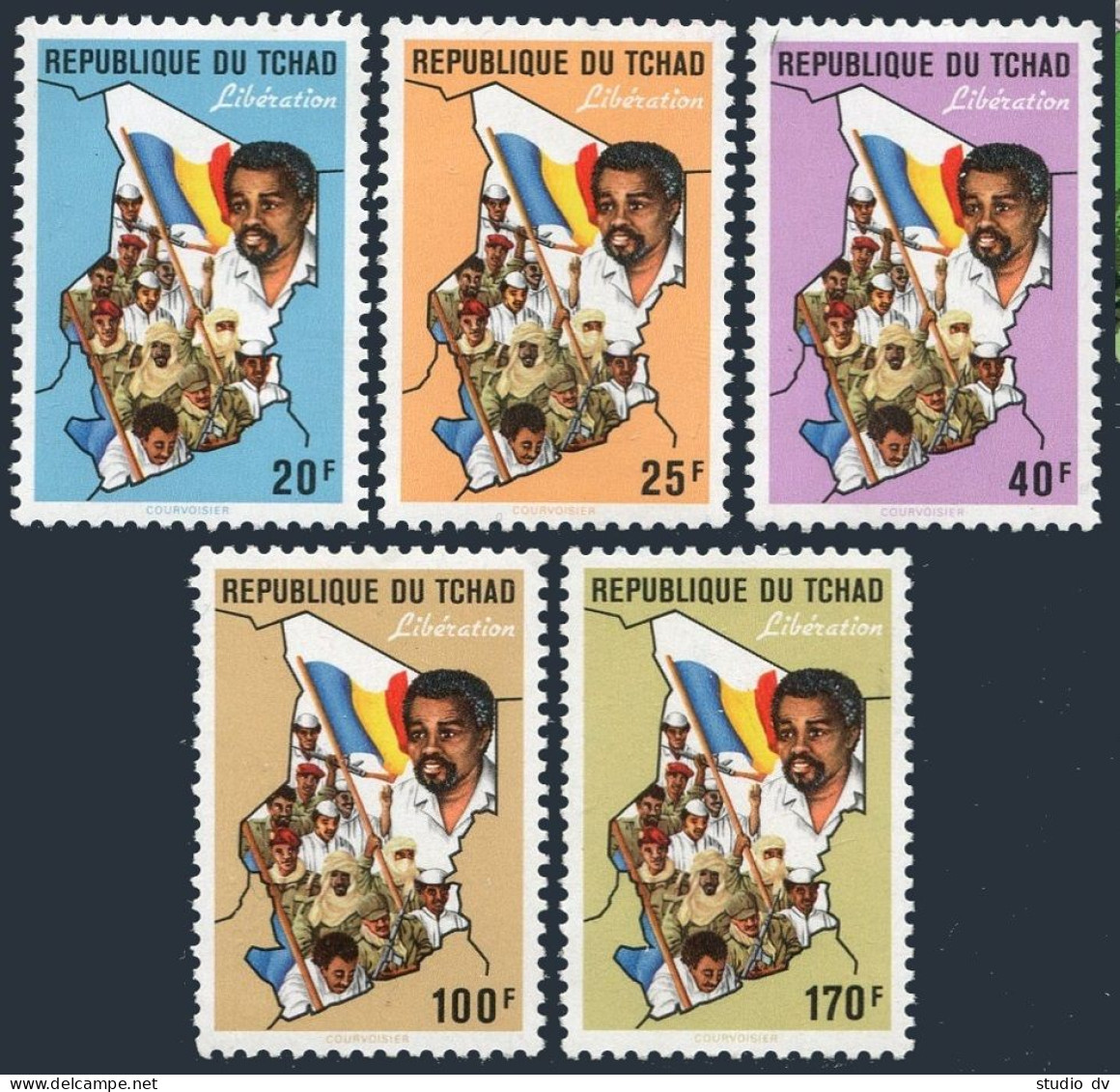 Chad 580-584,MNH-.Michel 1175-1179. Liberation,1989.President,flag,map. - Tchad (1960-...)