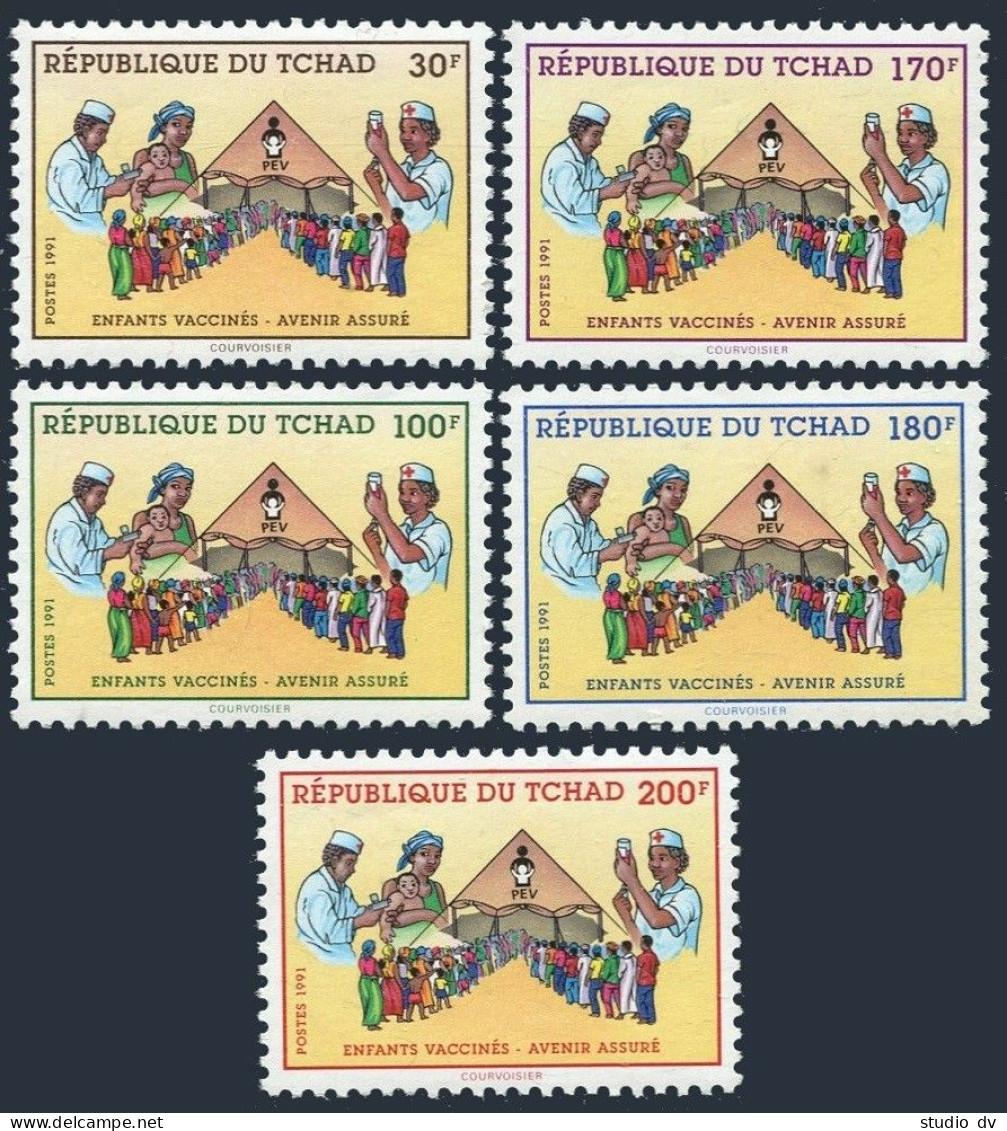 Chad 593-597,MNH.Michel 1196-1200. Vaccinations,1991. - Tchad (1960-...)
