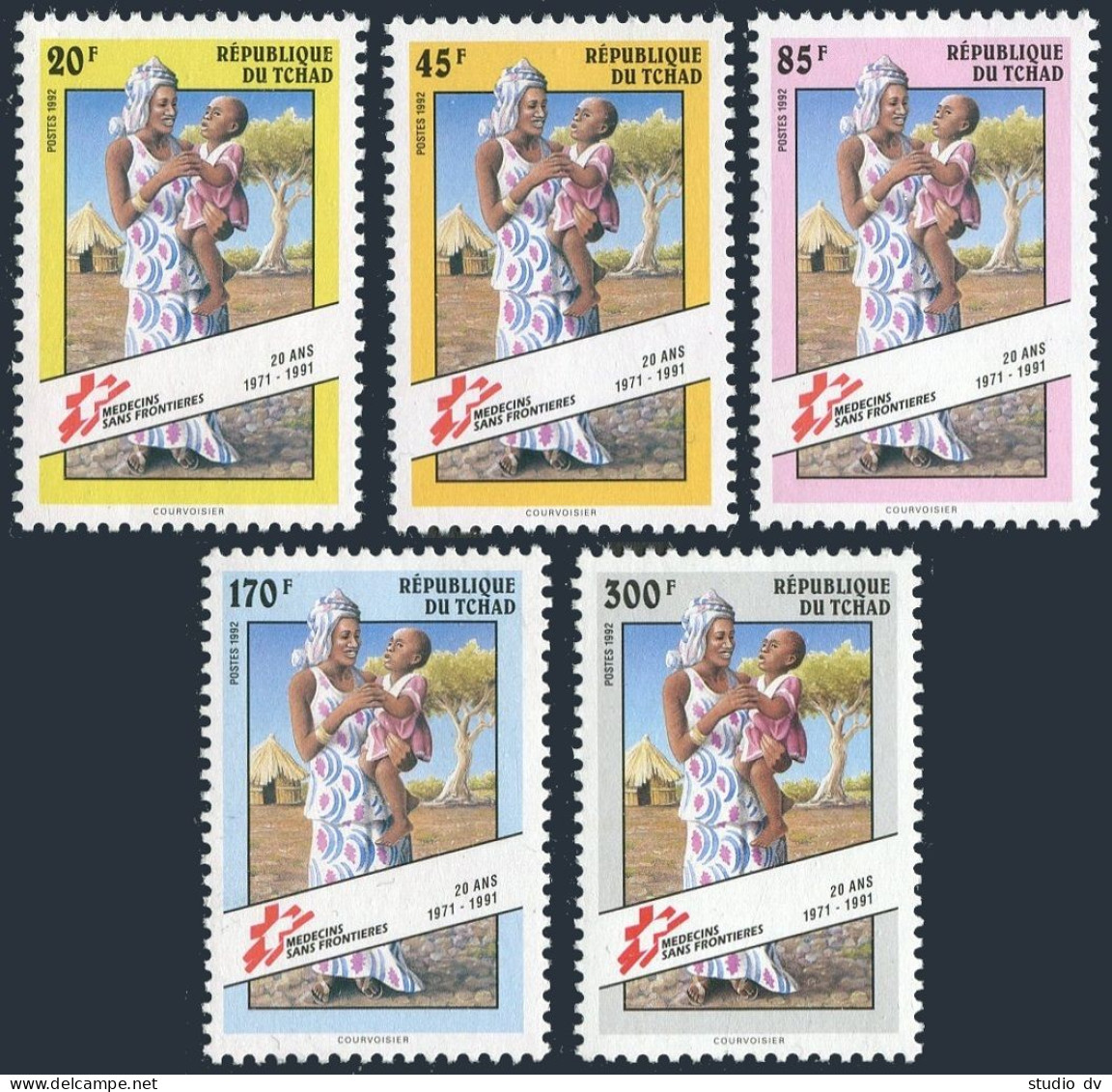 Chad 604-608,MNH.Michel 1212-1216. Doctors Without Borders,20th Ann.1992. - Tchad (1960-...)