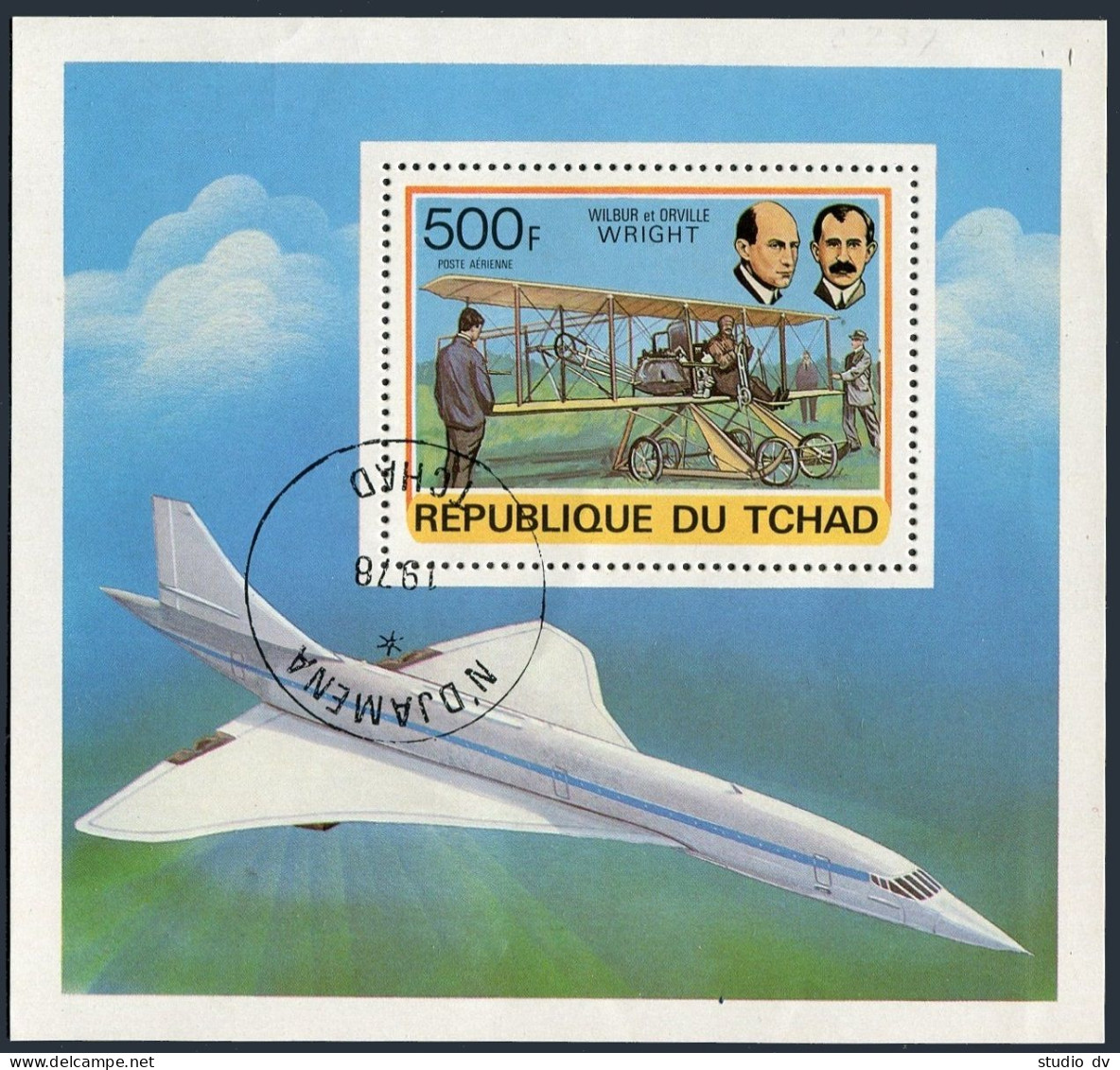 Chad C232-C236,C237,CTO.Michel 823-827,Bl.72. History Of Aviation,1978. - Chad (1960-...)