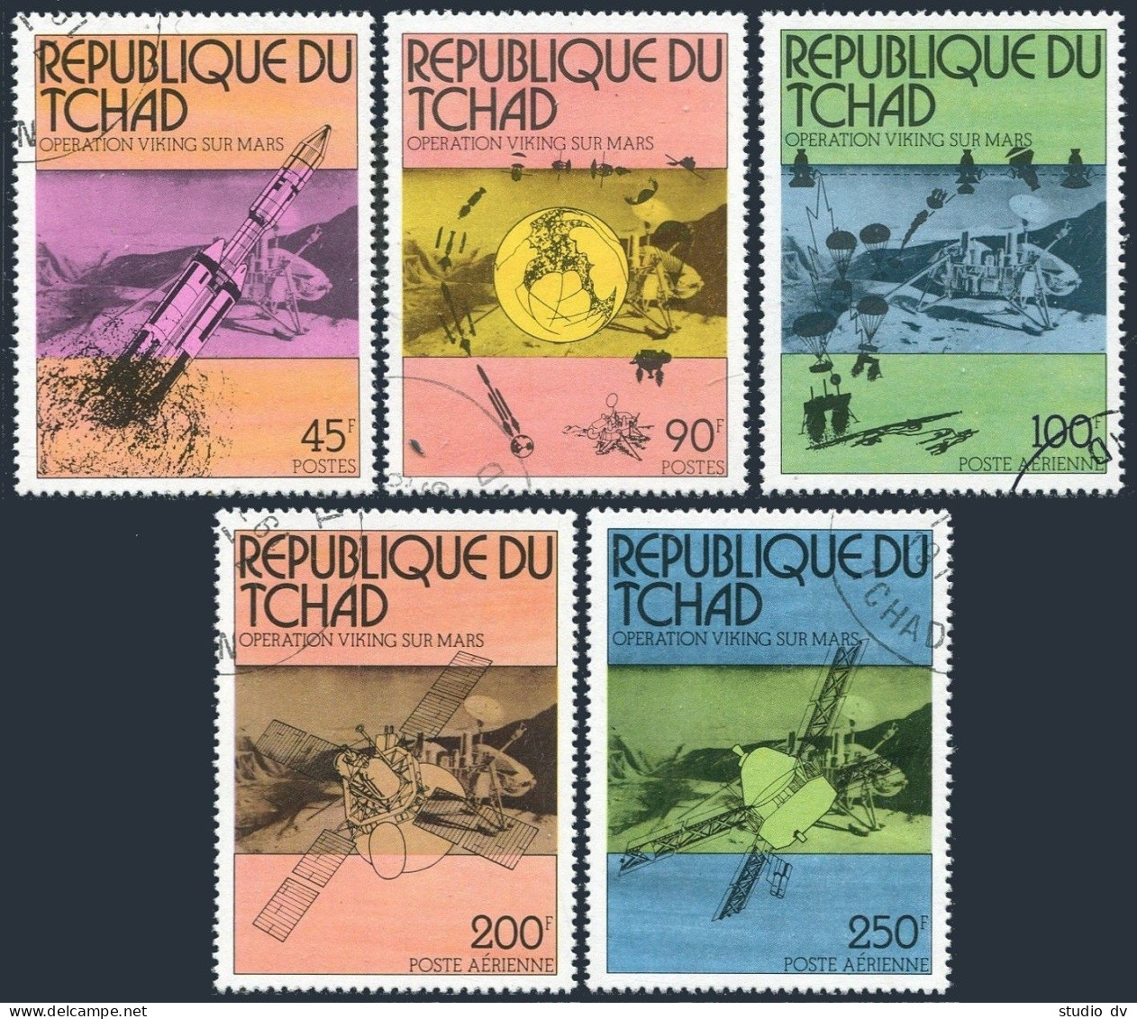 Chad 314-315,C191-C193,C194,CTO.Michel 747-751,Bl.66. Viking Mars Project,1976. - Chad (1960-...)