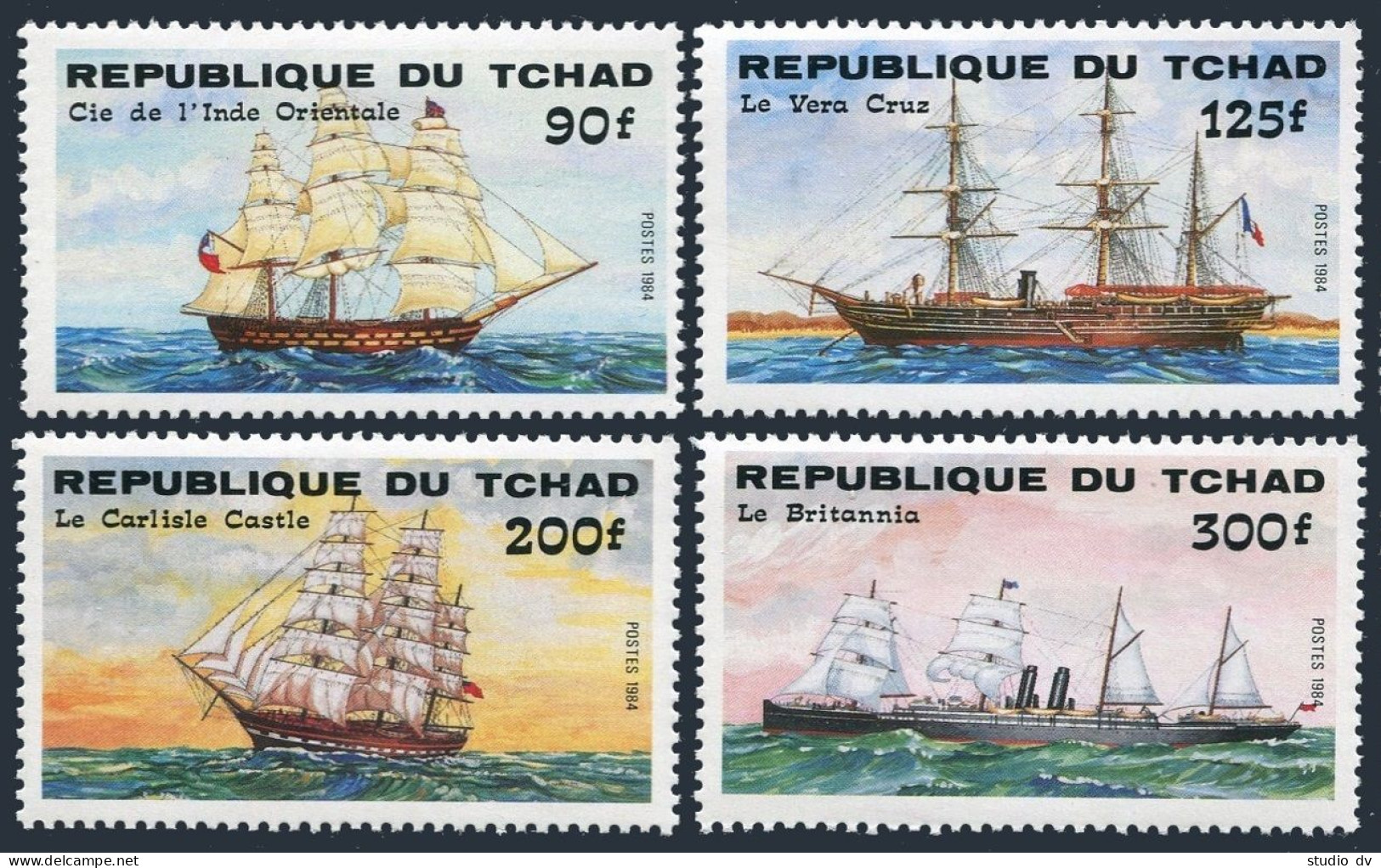 Chad 517/523,MNH.Michel 1070/1076. Ships 1984.Indiaman,Vera CruzCarliste Castle, - Tchad (1960-...)