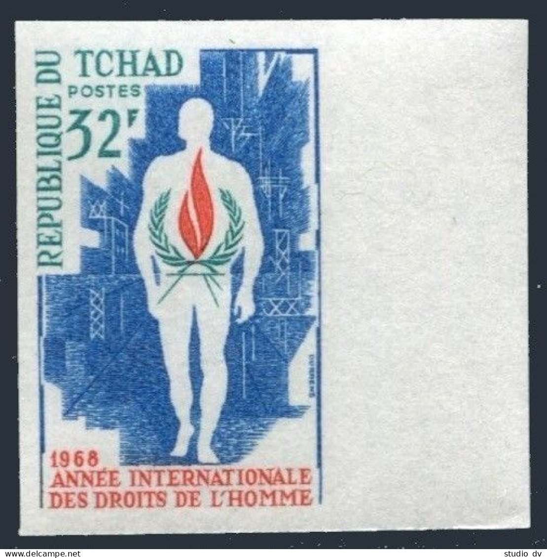 Chad 167 Imperf,MNH.Michel 217. Human Rights Year IHRY-1968. - Chad (1960-...)