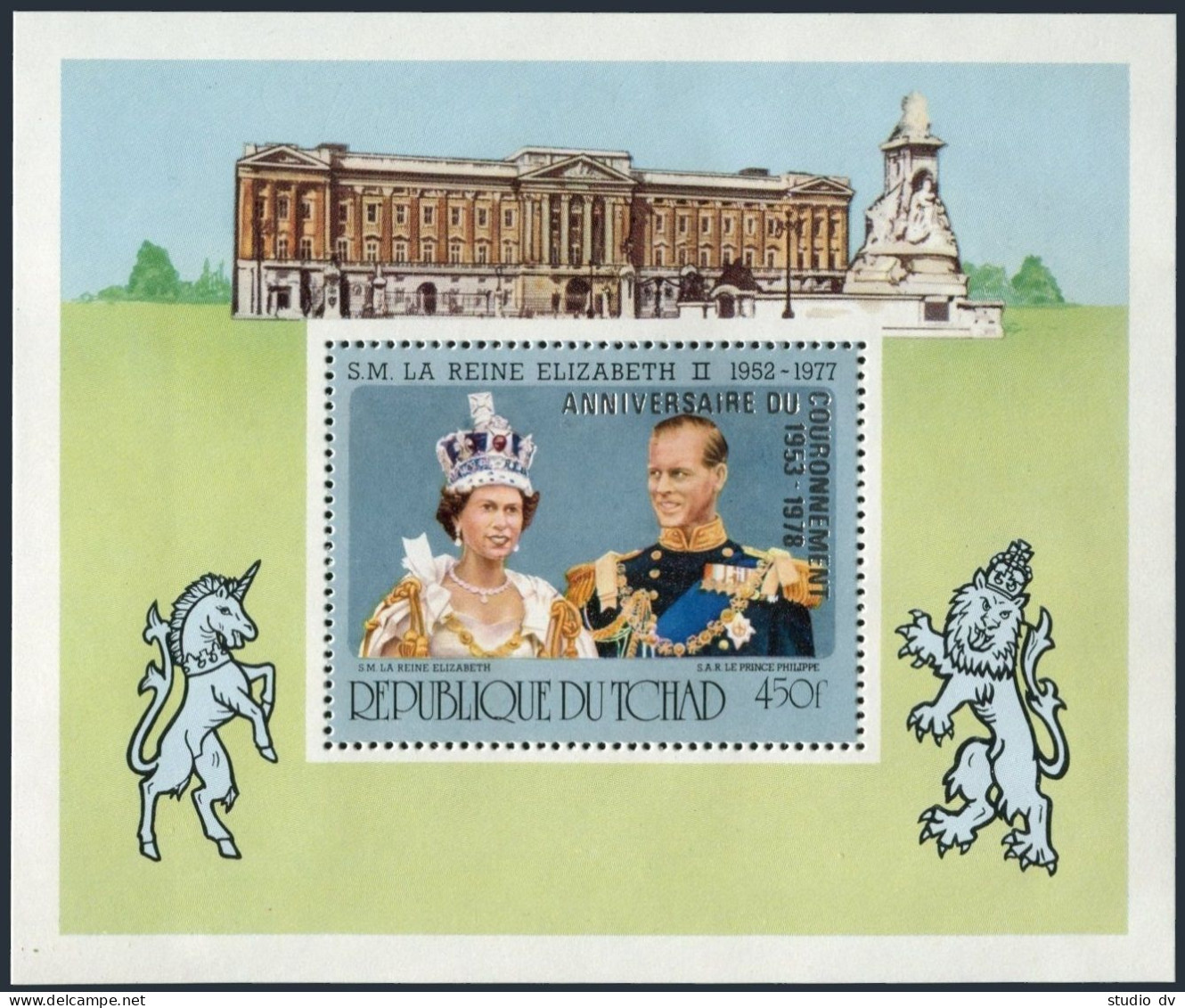Chad 347,348,MNH.Mi 821, Bl.71. Coronation Of Queen Elizabeth II,25th Ann. 1978. - Chad (1960-...)