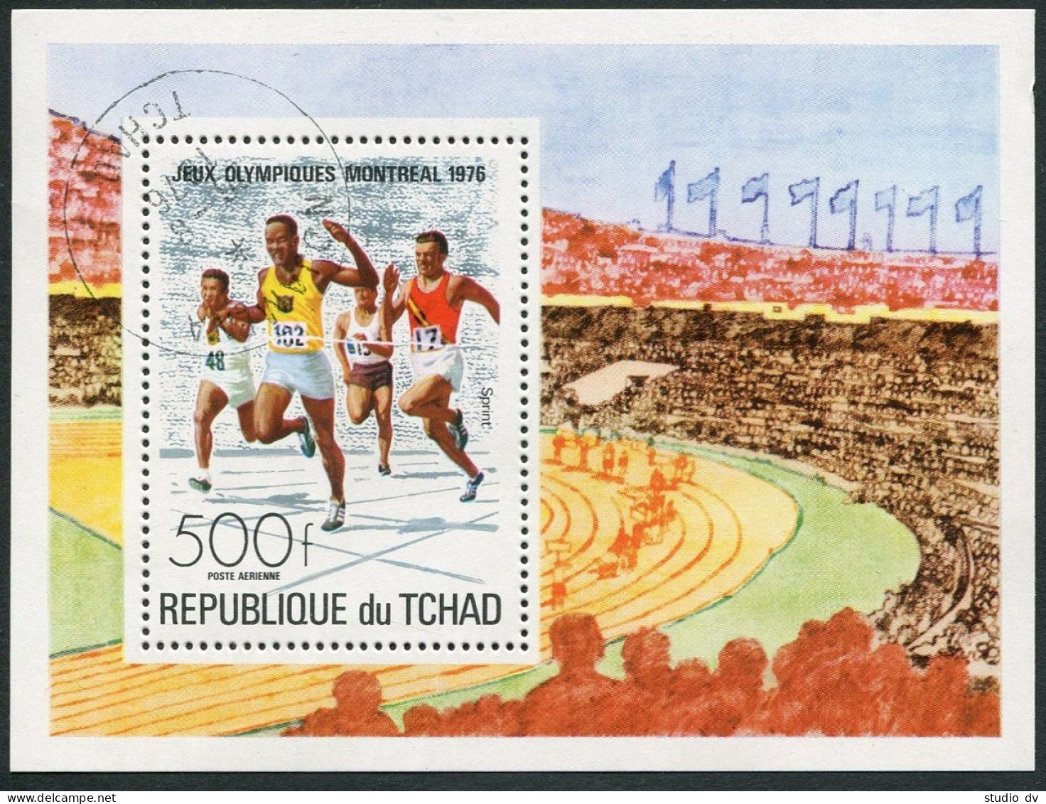 Chad C190, CTO. Michel 746 Bl.65. Olympics Montreal-1976. Sprint. - Chad (1960-...)