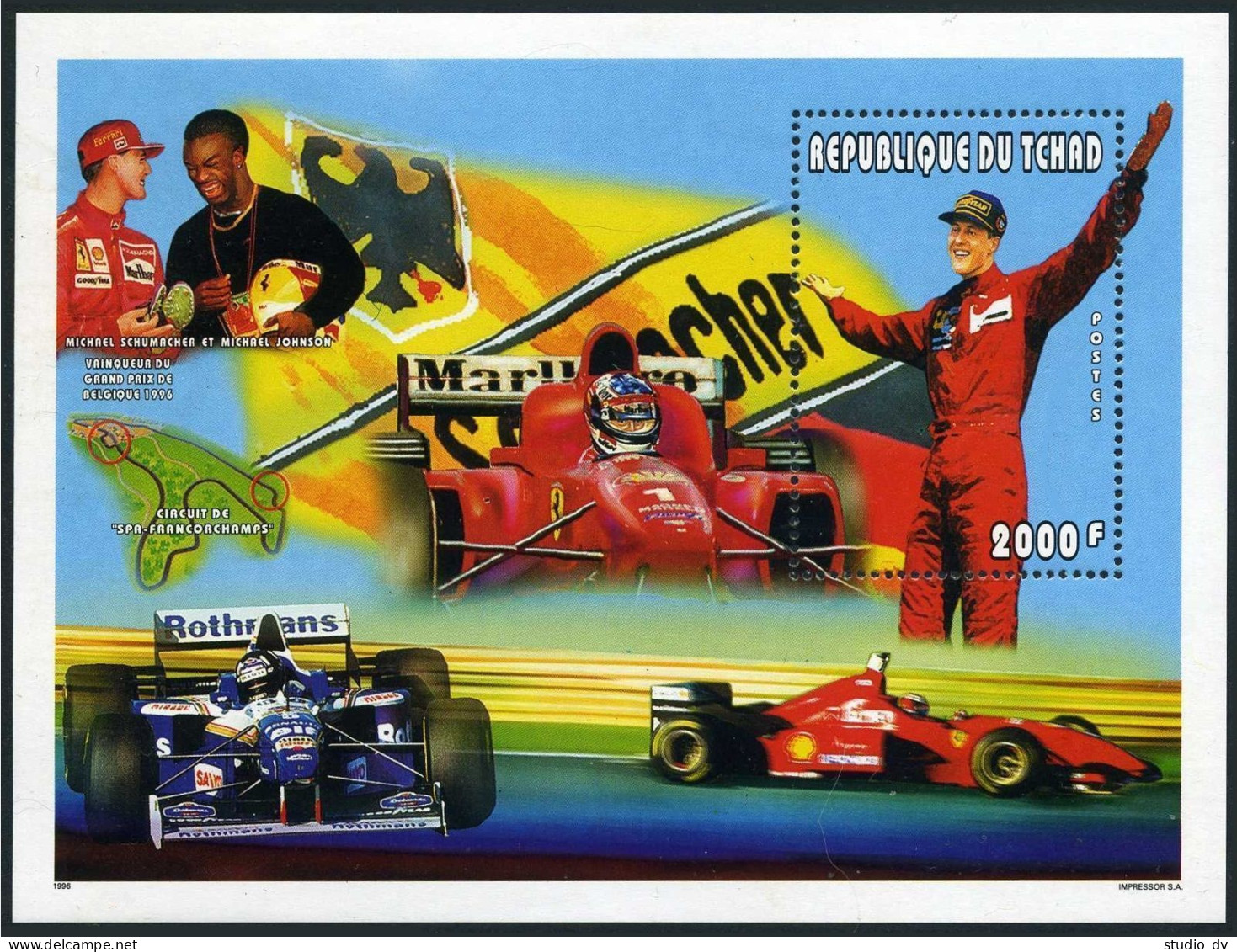 Chad 687A Sheet,MNH. Michail Schumacher,1995 World Driving Champion,1997.  - Tsjaad (1960-...)