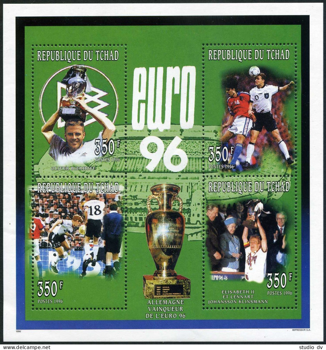 Chad 685 Ad Sheet,MNH-folded. 1996 European Soccer Championships. - Tchad (1960-...)