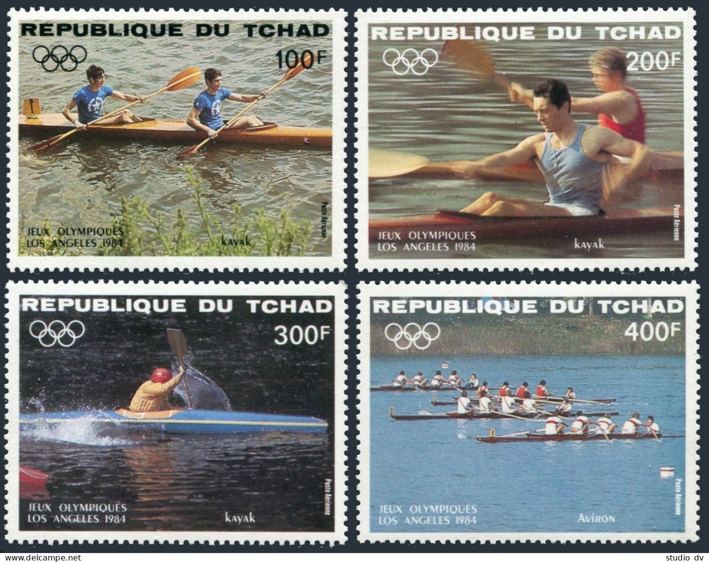 Chad C271-C274,MNH.Michel 1056-1059. Olympics Los Angeles-1984.Kayak. - Tchad (1960-...)