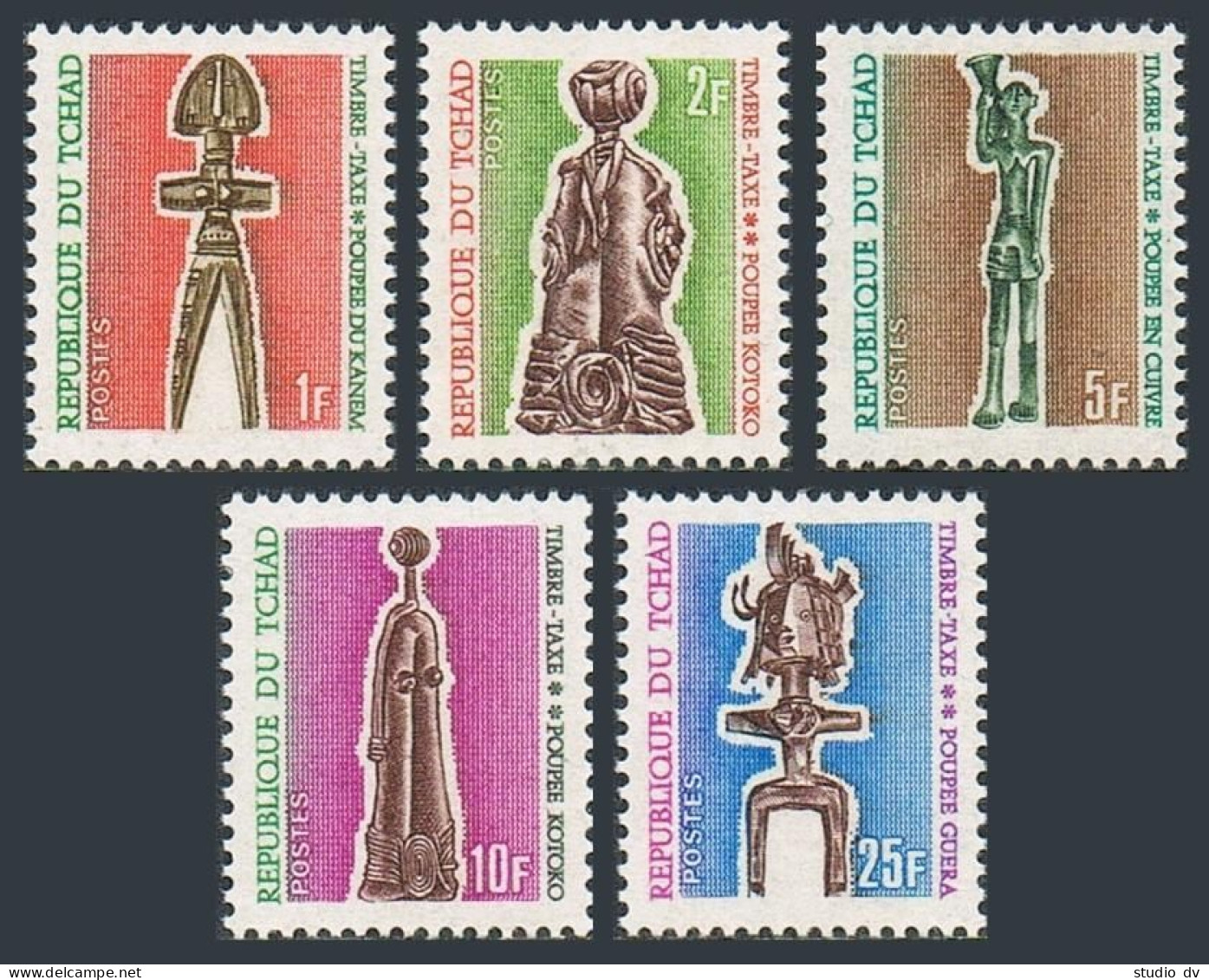 Chad J35-J39, MNH. Michel P35-P38. Due Stamps 1969. Dolls. - Chad (1960-...)