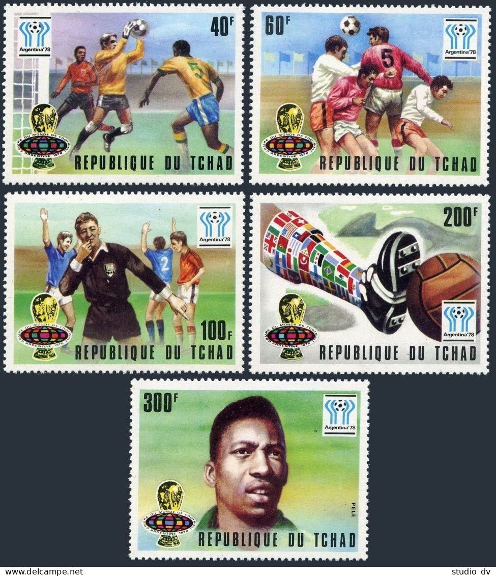 Chad 341-345,346, MNH. Michel 811-815, Bl.70. World Soccer Cup Argentina-1978. - Tschad (1960-...)