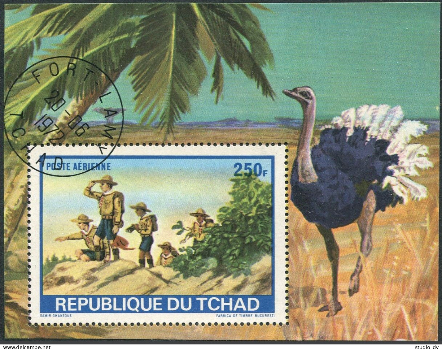 Chad 257-259,C118-C120,CTO. Scout Jamboree 1972. Squirrel, Eagle, Fish, Canoeing - Chad (1960-...)