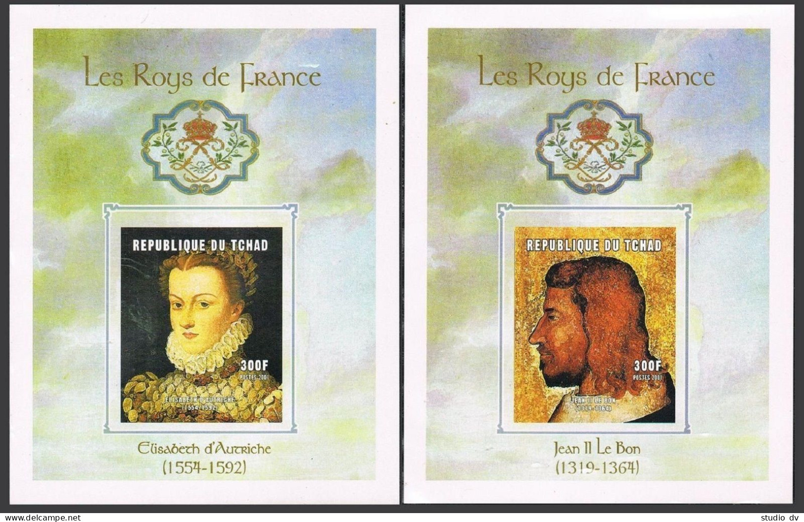 Chad 911a-914a Imperf Deluxe,MNH. French Rulers,2001.King Francis I,Louis XIII, - Chad (1960-...)