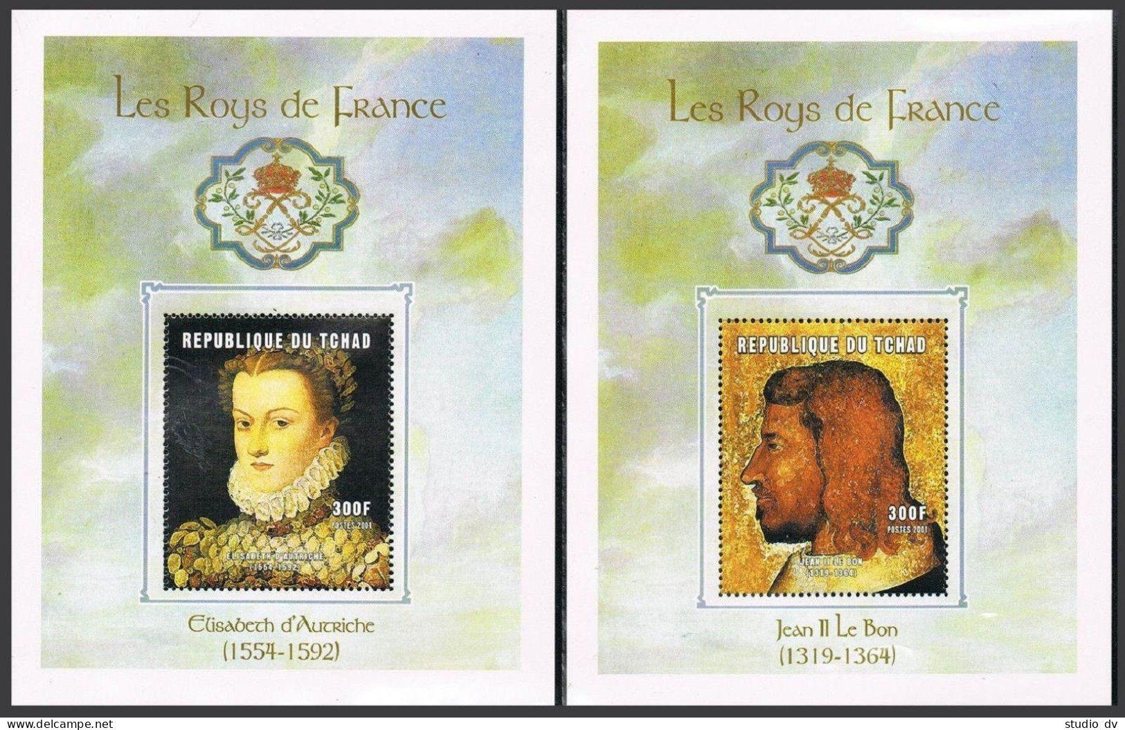 Chad 911a-914a Deluxe,MNH. French Rulers,2001.King Francis I,King Louis XIII, - Tchad (1960-...)