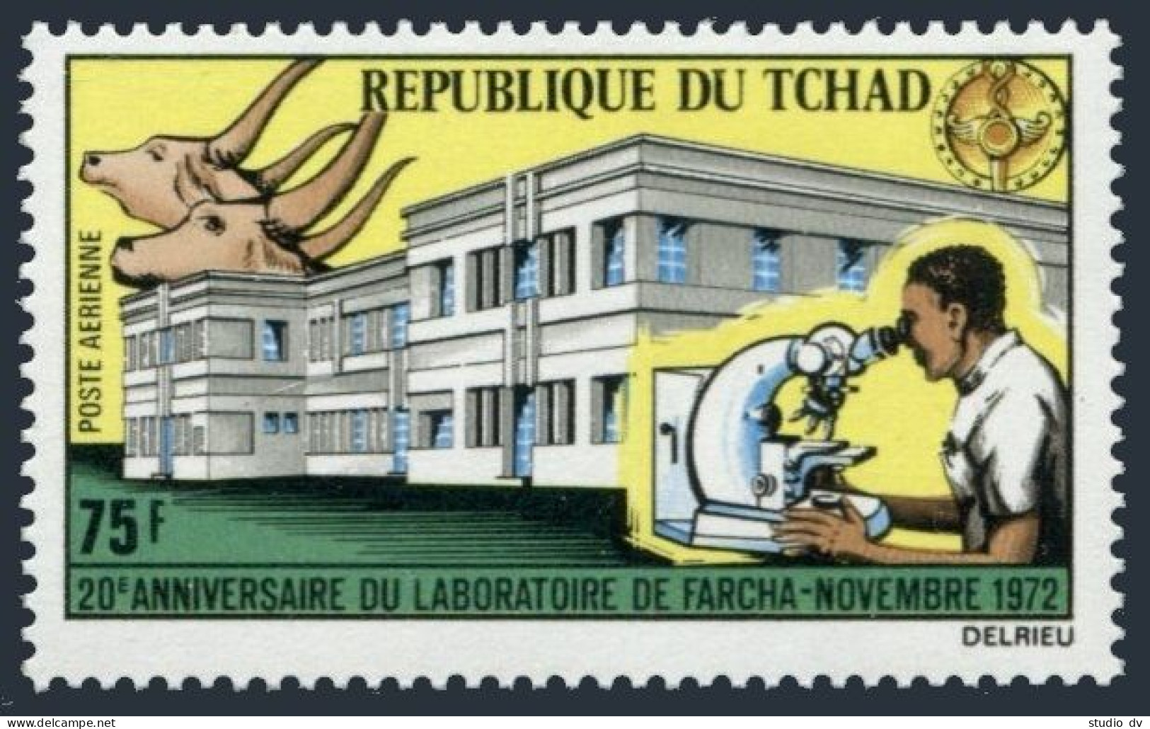 Chad C142, MNH. Mi 602. Farcha Laboratory For Veterinary Research, 1972. Cattle. - Tchad (1960-...)