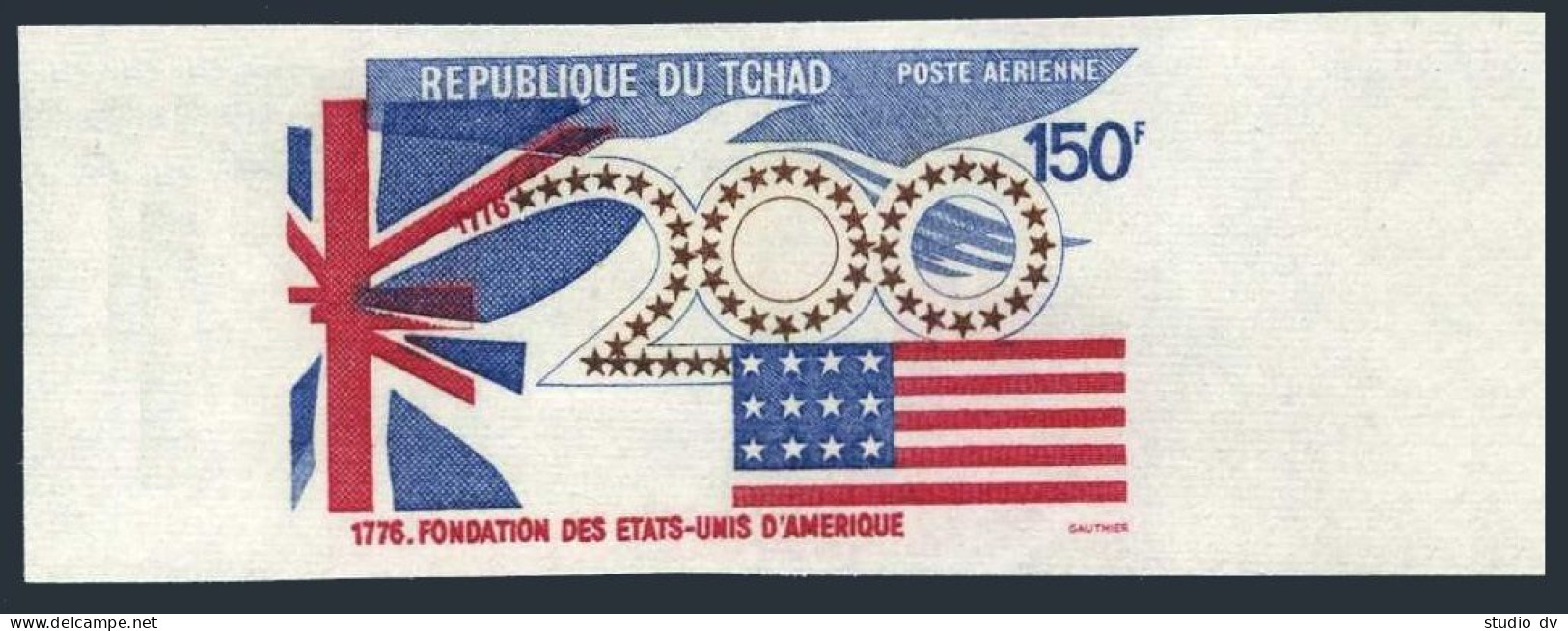 Chad C173 Imperf,MNH.Michel 724B. American Bicentennial,1976.Flag. - Chad (1960-...)