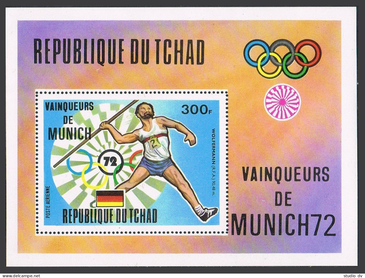 Chad 281-284, C148-C149, C150 Sheet, MNH. Olympics Munich-1972, Winners, Set 1. - Tchad (1960-...)