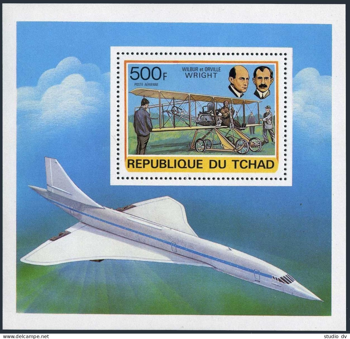Chad C232-C236,C237,MNH.Michel 823-827,Bl.72. History Of Aviation,1978. - Chad (1960-...)