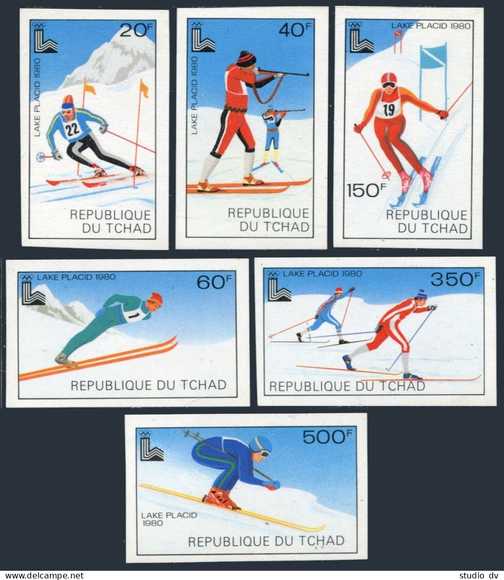Chad 381-386 Imperf,MNH.Michel 877B-882B.Olympics Lake Placid-1980:Slalom,Skiing - Tsjaad (1960-...)
