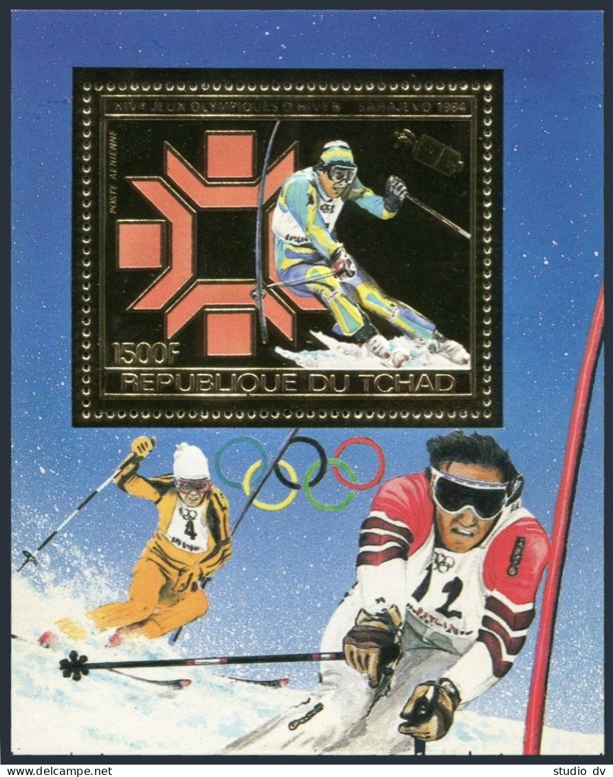 Chad 447B, MNH.Michel 975 Bl.161. Winter Olympics Sarajevo-1984.Slalom. - Chad (1960-...)