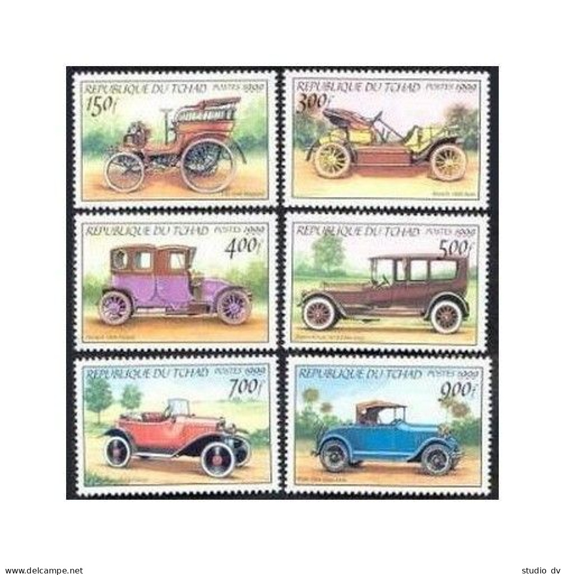 Chad 818-823,824,MNH. Antique Automobiles 1999. - Tsjaad (1960-...)