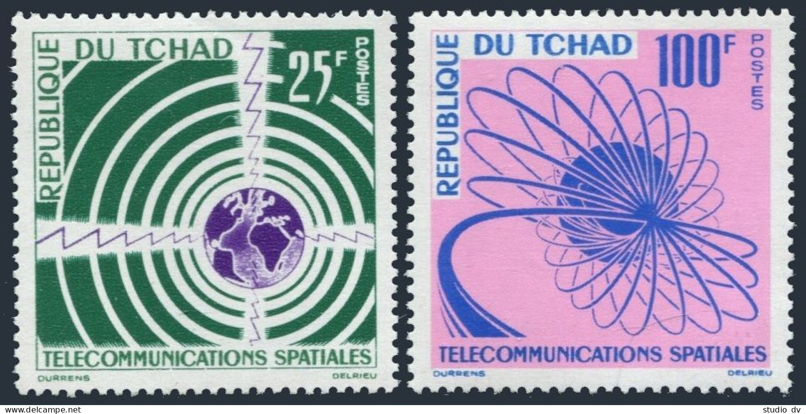 Chad 88-89, MNH. Mi 97-98. Space Communications, 1963. Waves, Orbit Patterns. - Tsjaad (1960-...)