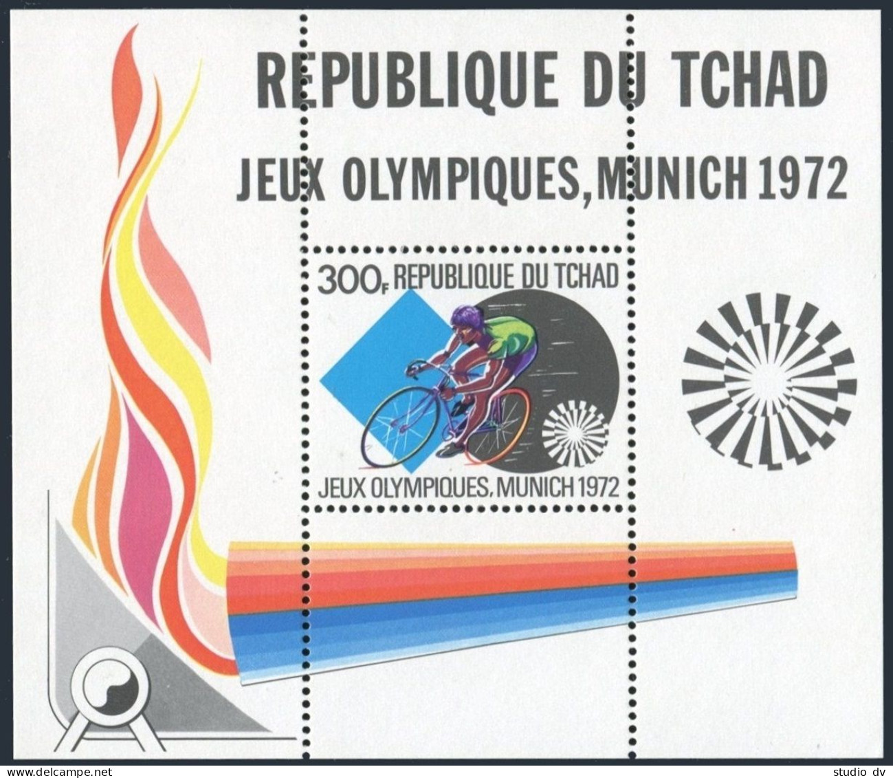 Chad 260-263,MNH. Michel 550-552,Bl.44. Olympics Munich-1972:Hurdles,Gymnastics, - Tchad (1960-...)