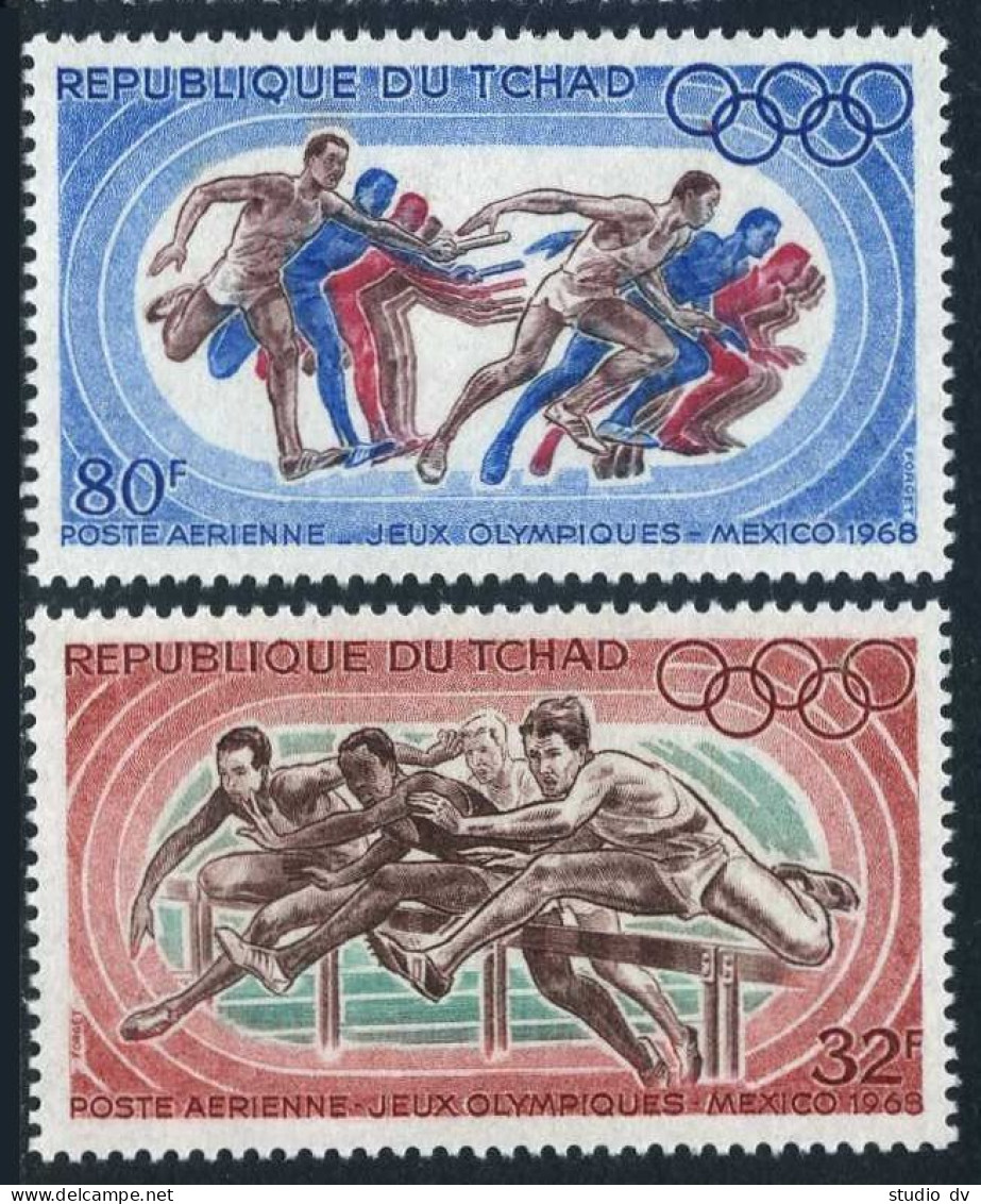Chad C45-C46,MNH.Michel 211-212. Olympics Mexico-1968.Hurdlers. - Chad (1960-...)