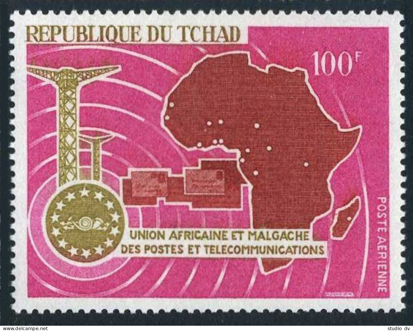 Chad C37, MNH. Michel 183. Michel 183. UAMPT African Postal Union, 1967. Map. - Chad (1960-...)