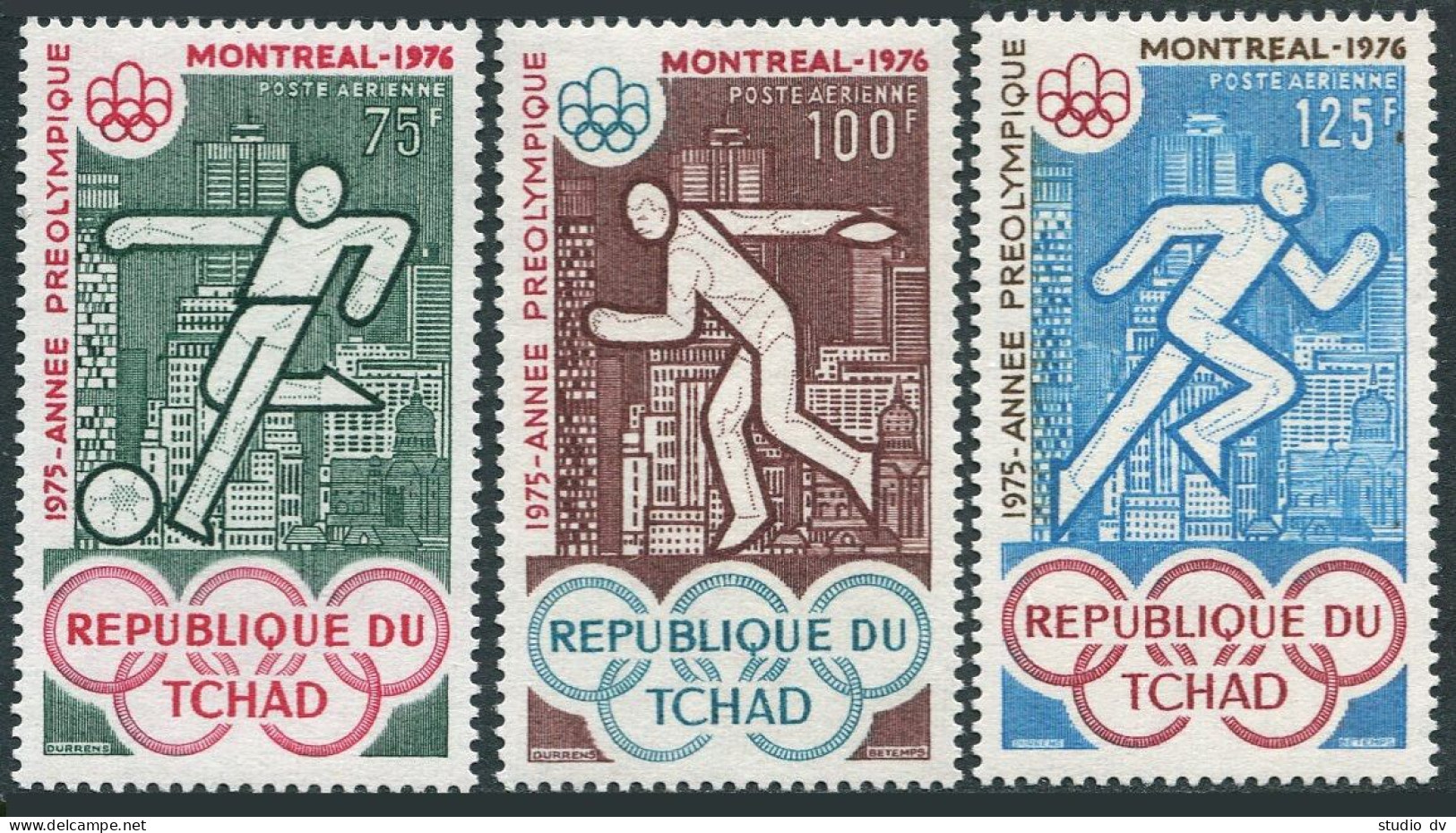 Chad C168-C170, MNH. Michel 719-721. Pre-Olympics Montreal-1976. Soccer,  Discus, - Chad (1960-...)