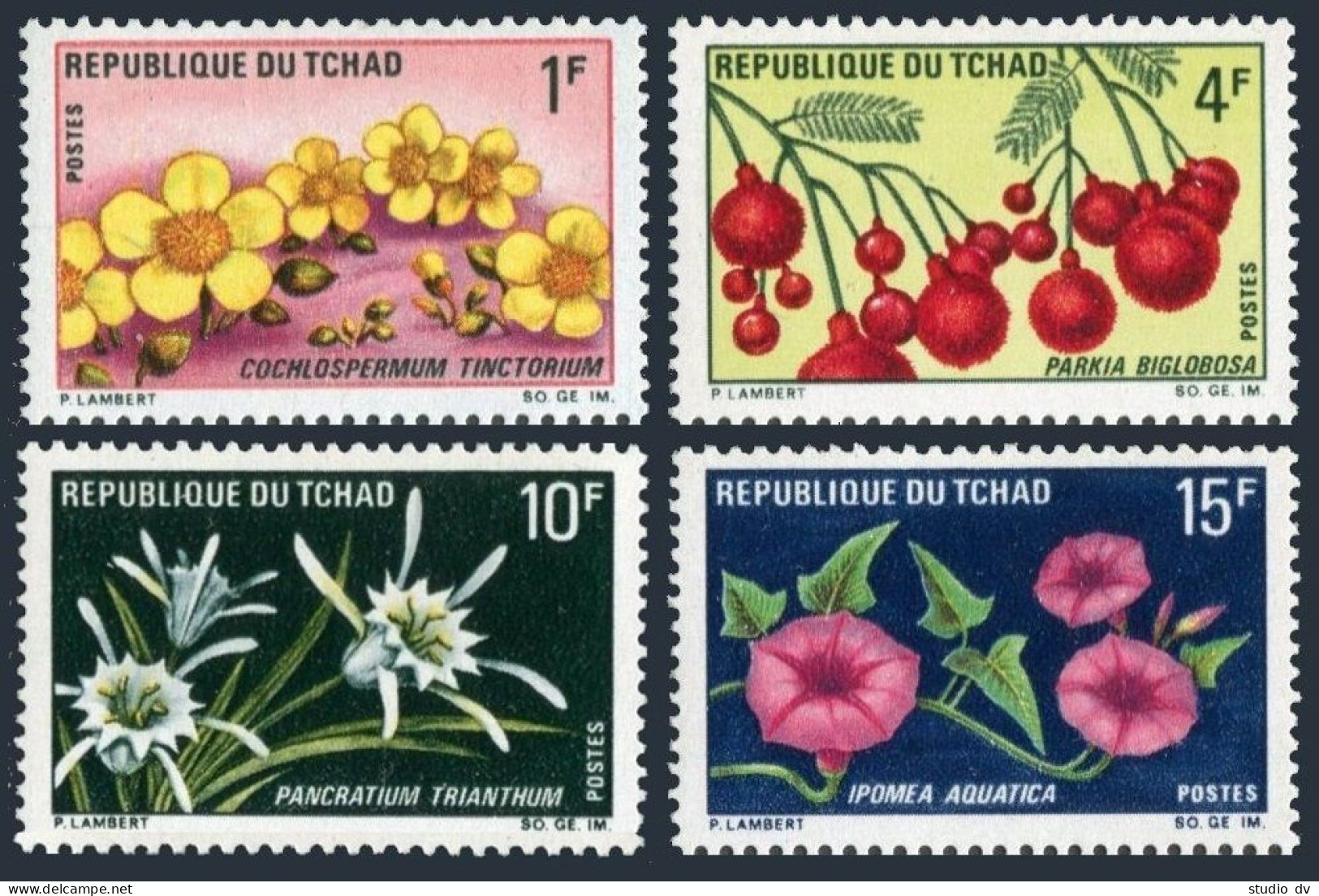 Chad 211-214, MNH. Mi 271-274. Flowers 1969. Cochlospermum Tinctorium, Parkia, - Tsjaad (1960-...)