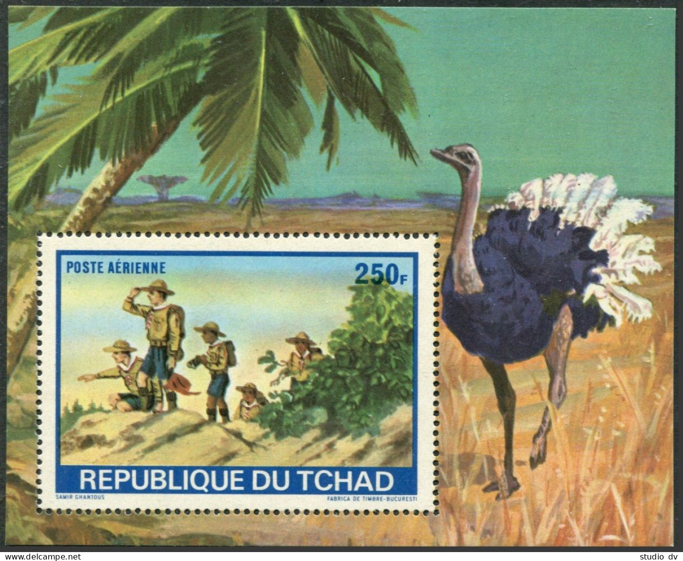 Chad C120,MNH.Michel Bl.39. Scout Jamboree 1972.Bird. - Tchad (1960-...)