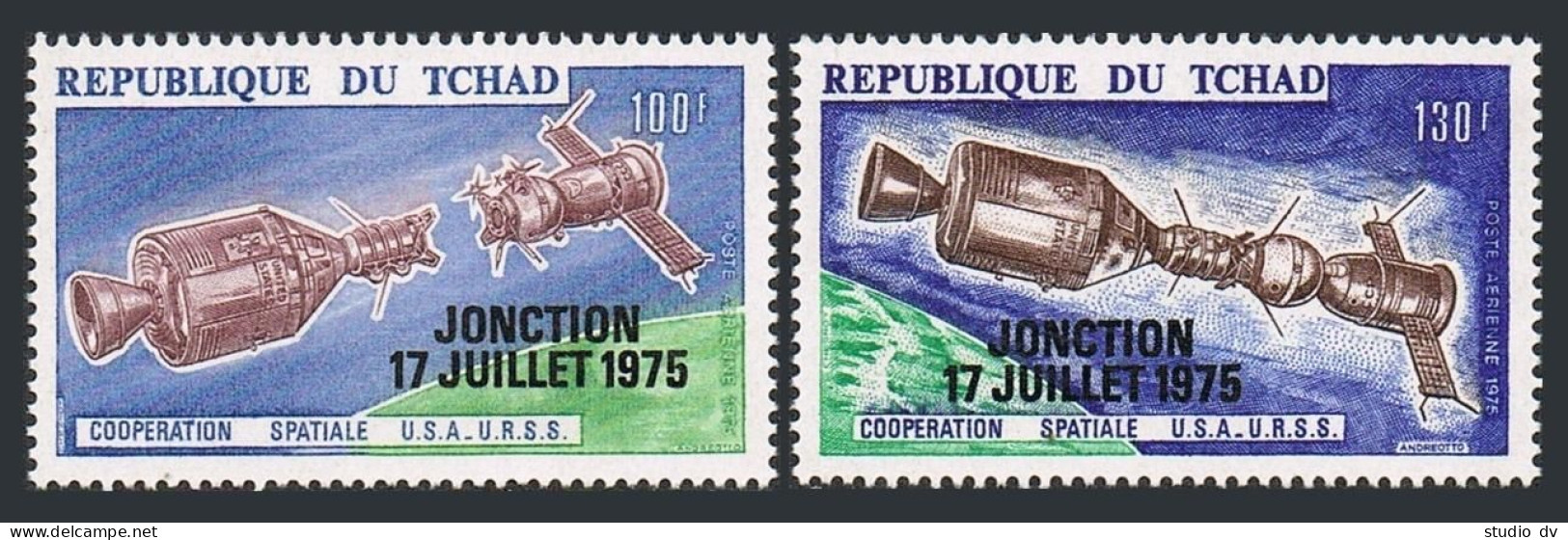 Chad C171-C172, MNH. Michel 722-723. Apollo-Soyuz. JONCTION 17 JULET 1975. - Tchad (1960-...)