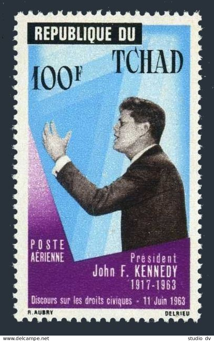 Chad C20, C20a Sheet, MNH. Michel 126, Bl.2. John F. Kennedy, 1964. - Tsjaad (1960-...)