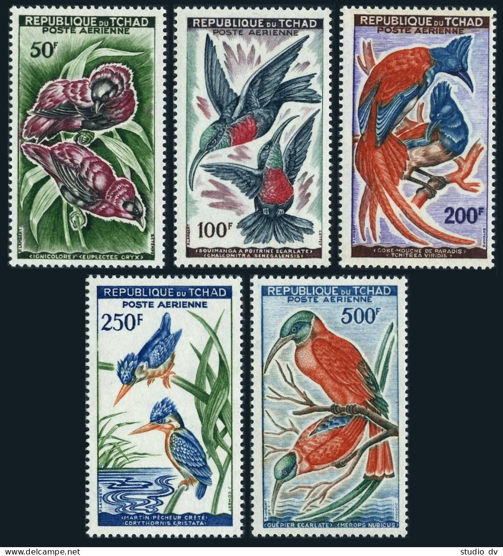 Chad C2-C6, MNH. Mi 82-86. Birds 1961. Sunbird, Flycatcher,Kingfisher,Bee-eater. - Chad (1960-...)