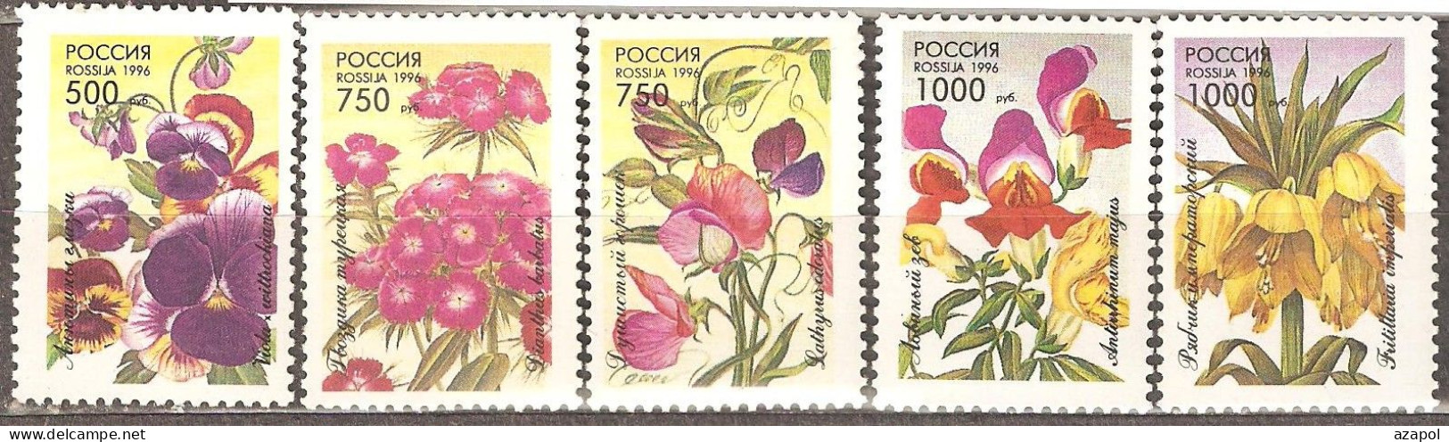 Flowers: 4 Full Sets Of Mint Stamps, Russia, 1993,5,6, 2002, Mi#296-300, Etc. MNH - Other & Unclassified