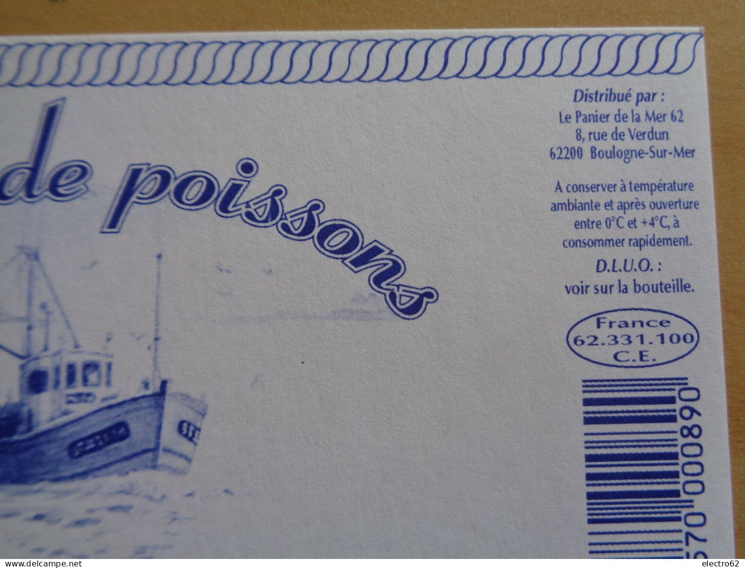 étiquette Soupe De Poissons Entre Coeur Mer Bateau Fisching Boat Peschereccio Fischerboot Fish Soup Sopa Pescado Fisch - Altri & Non Classificati