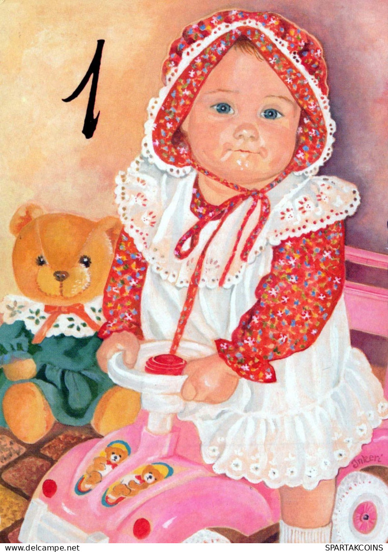 ALLES GUTE ZUM GEBURTSTAG 1 Jährige MÄDCHEN KINDER Vintage Postal CPSM #PBT935.A - Geburtstag